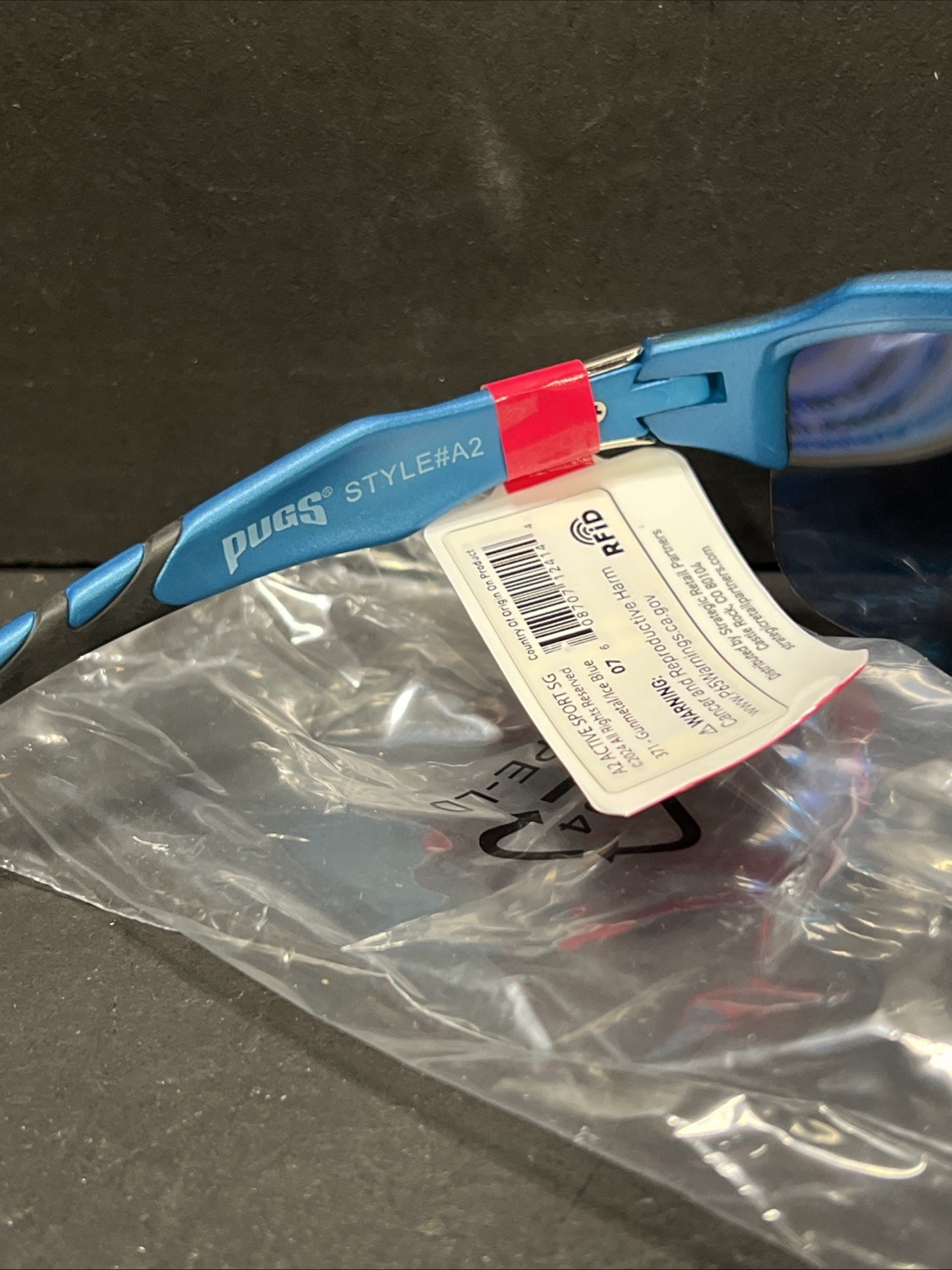 Pugs A2 Active Sport Sunglasses with a Grey Frame & Mirror Blue Lenses New