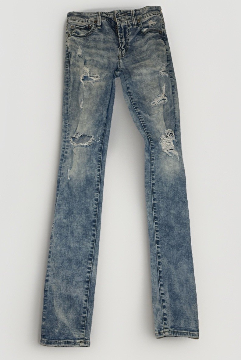 American Eagle Next Level Airflex Stacked Skinny Jeans Mens 26×28 Distressed Y2K