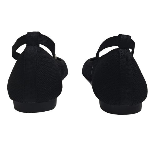 Burudani Black Knit Mary Jane Round Flats Women’s Size 7.5 Comfort Slip-On Shoes