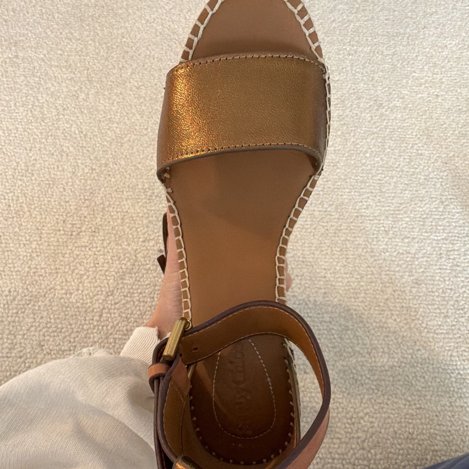 See by Chloe Women’s Bronze/Tan Espadrille Wedge Sandals US 6 Buckle Solid