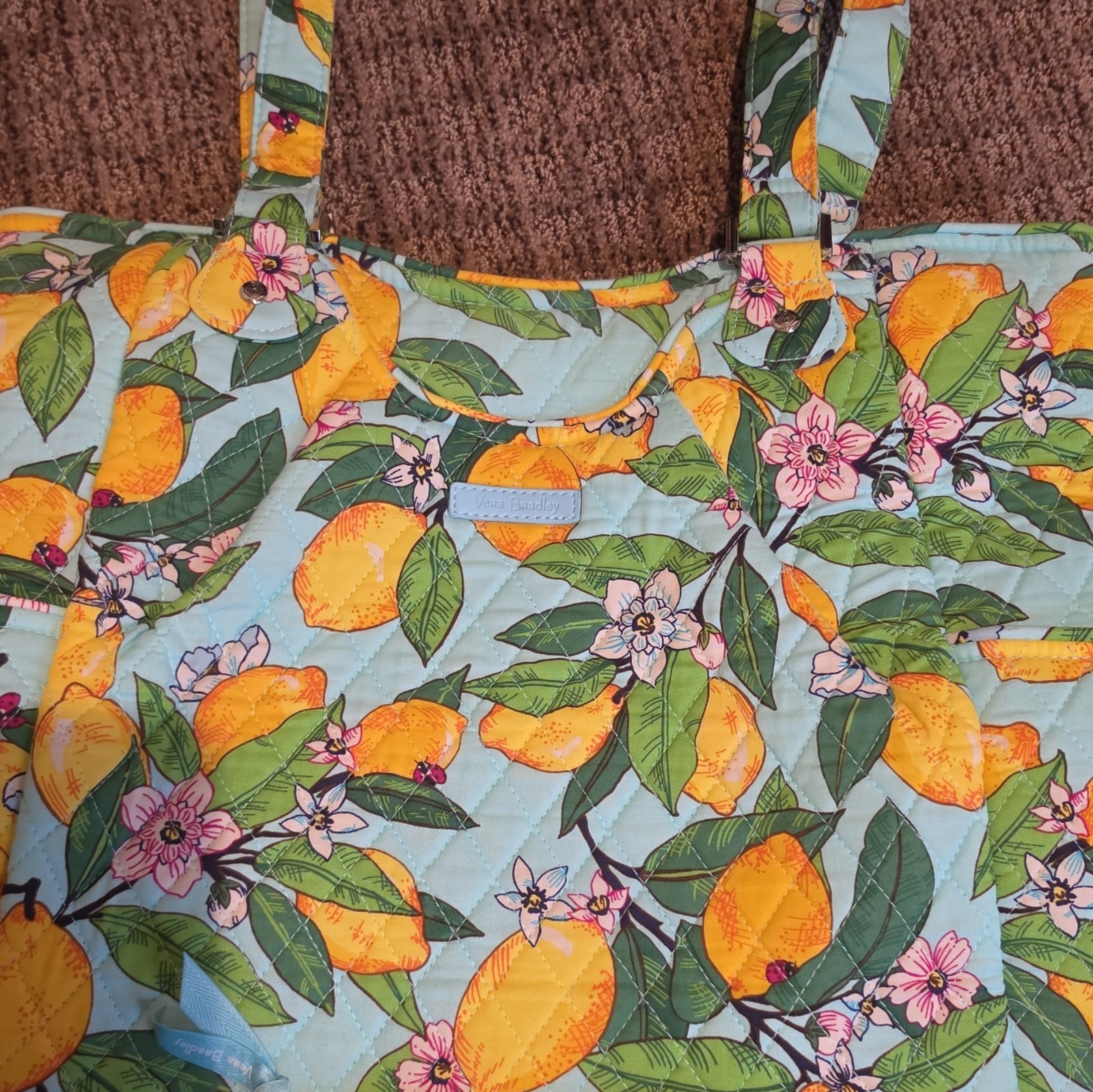 Vera Bradley Glenna Zip Top Blue Lemon Floral Print Pouch and wallet