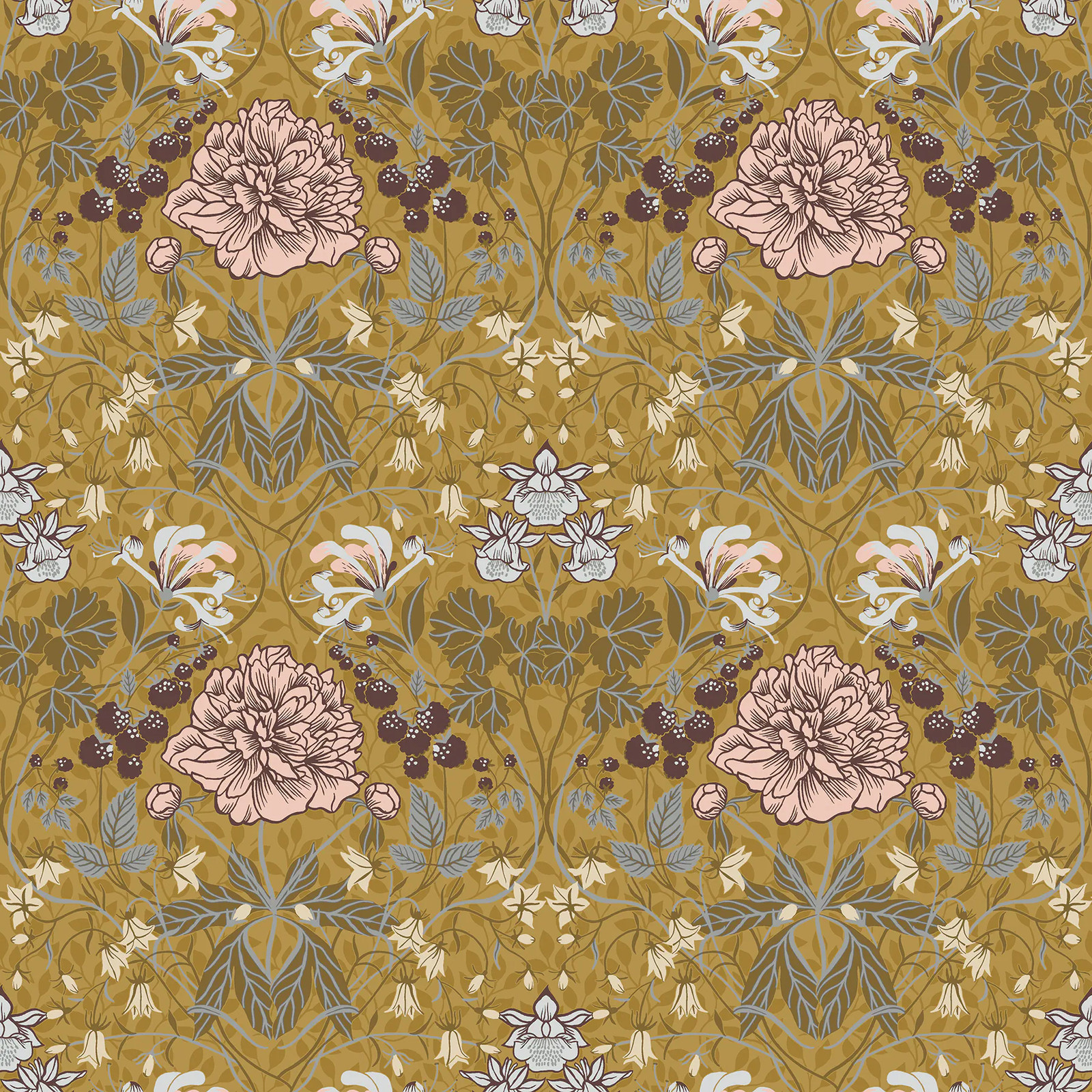 A-Street Prints Spring 56.4-sq ft Mustard Non-woven Floral Unpasted Wallpa|17685
