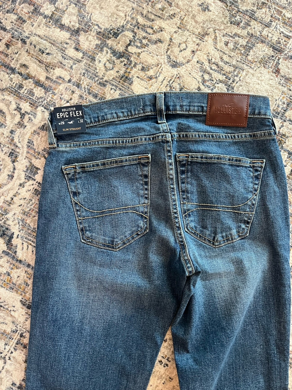 Hollister Men’s Slim Straight Jeans 29×32 Epic Flex Dark Wash Blue Denim