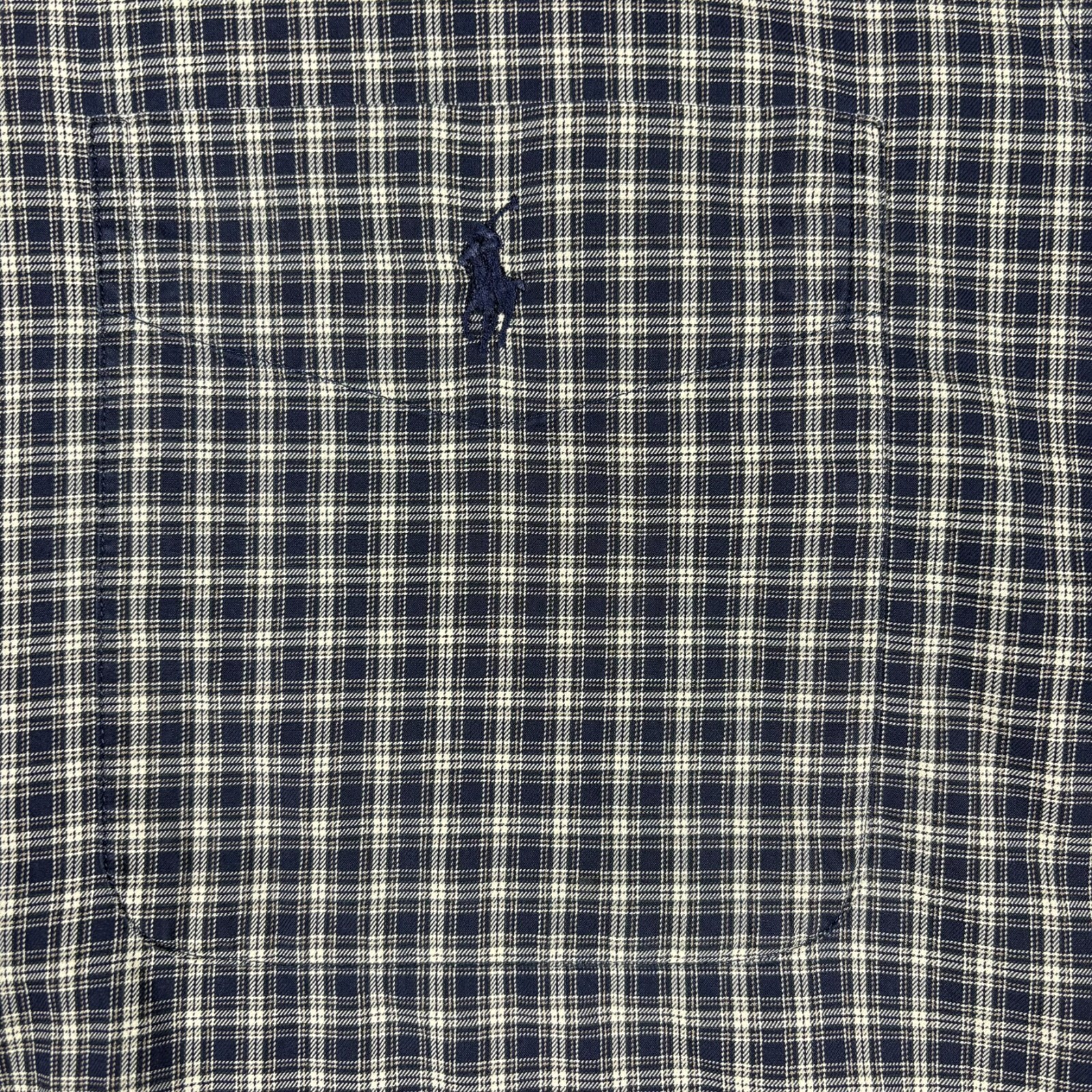 Ralph Lauren Men’s Shirt L Long Sleeve Black Blue Beige Plaid Classic Embroidery