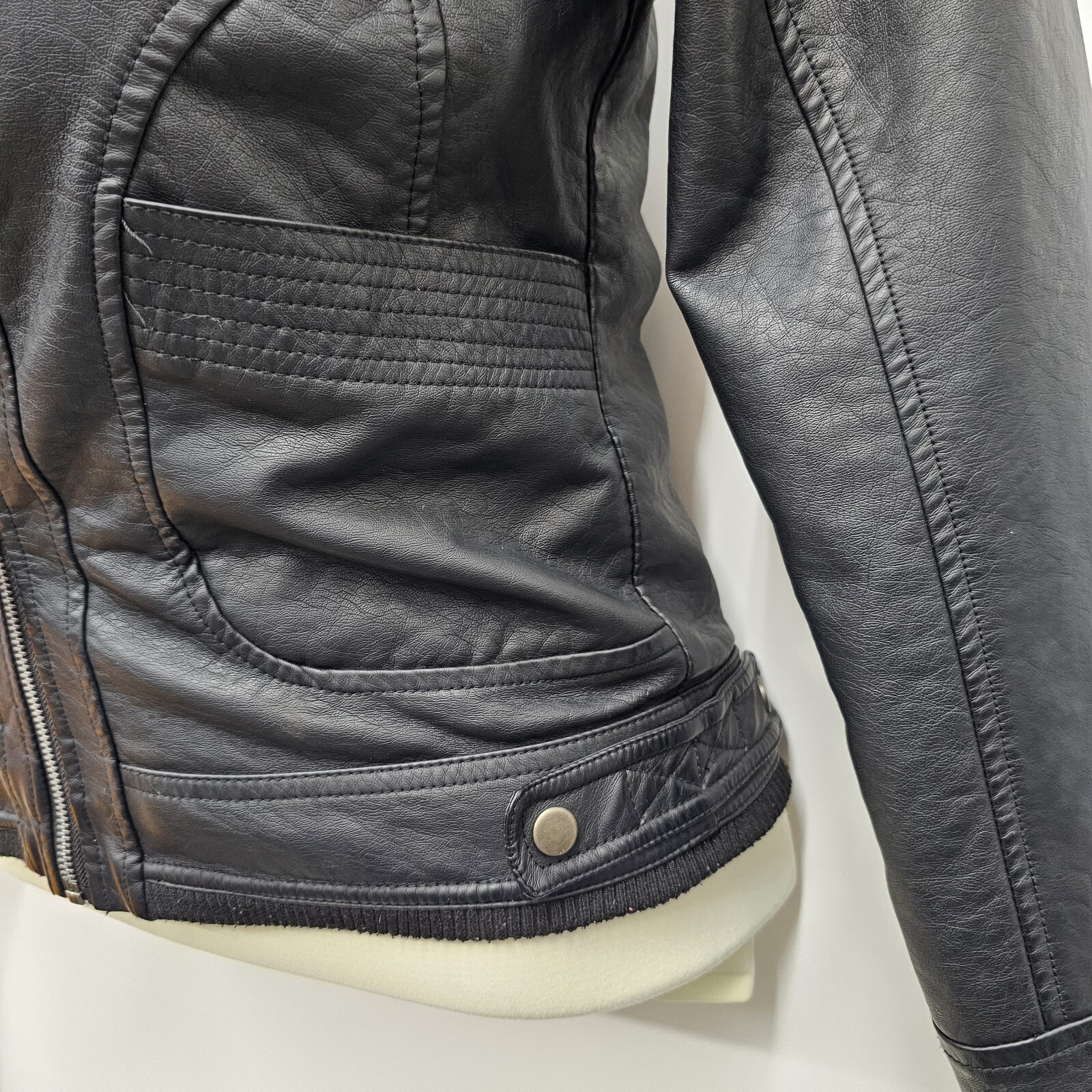 Royalty For Me Size Small Faux Leather Black Moto Jacket Plush luxe Lined Biker