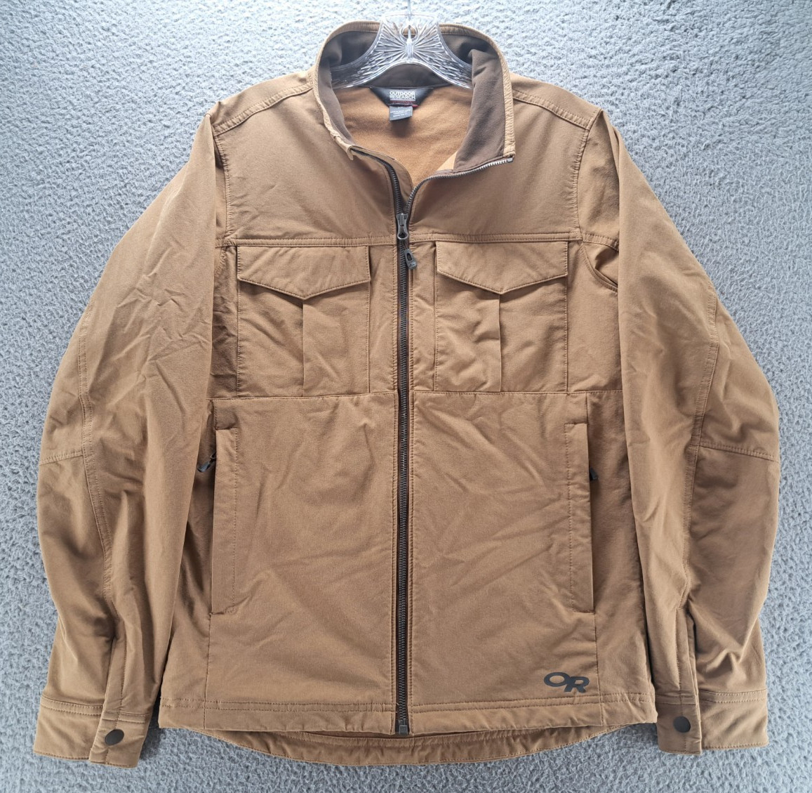 Outdoor Research Prologue Field Jacket Mens Small Saddle Heather Tan Hiking OR