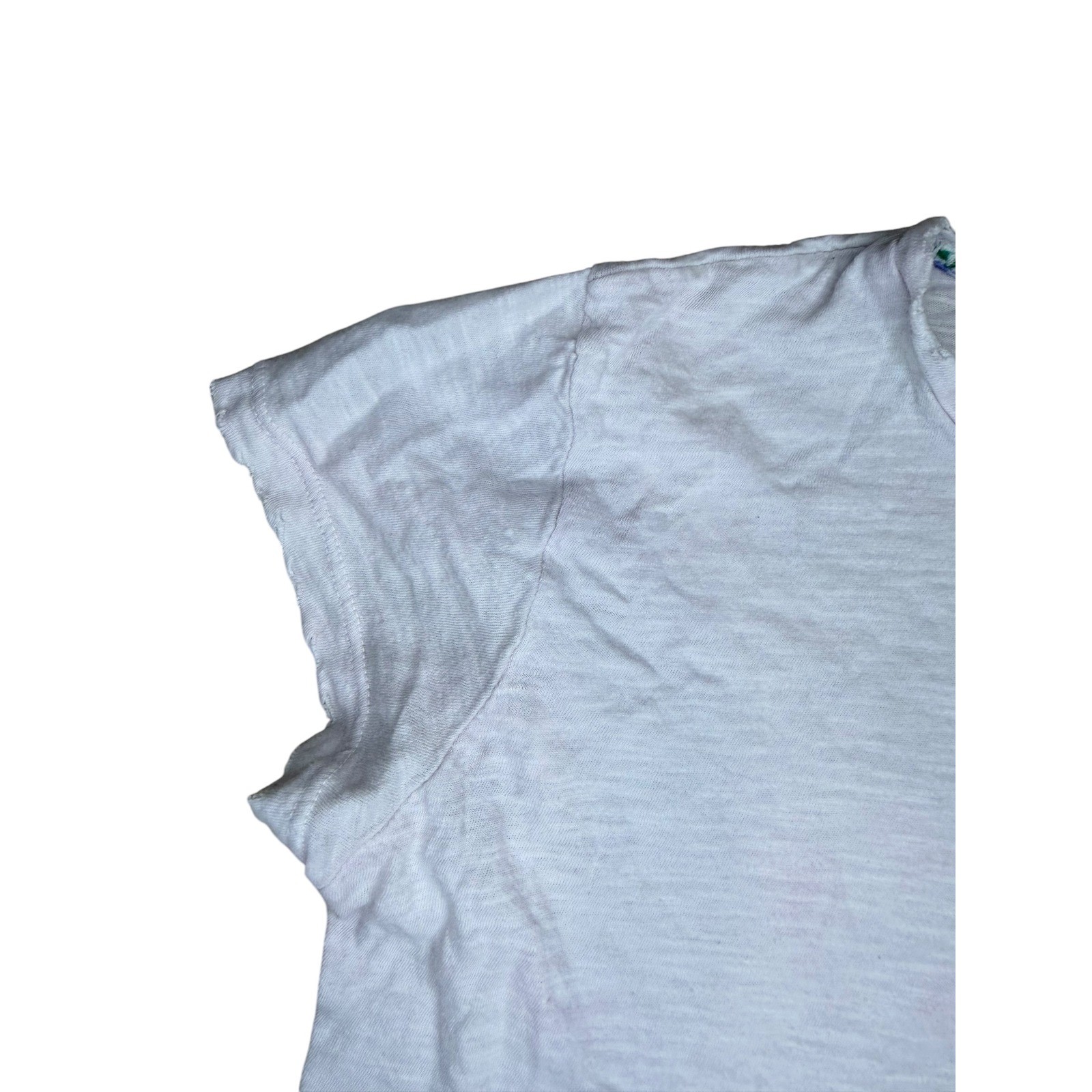 LoveShackFancy White T-Shirt Womens Crop Slub Knit Cotton Excellent XS