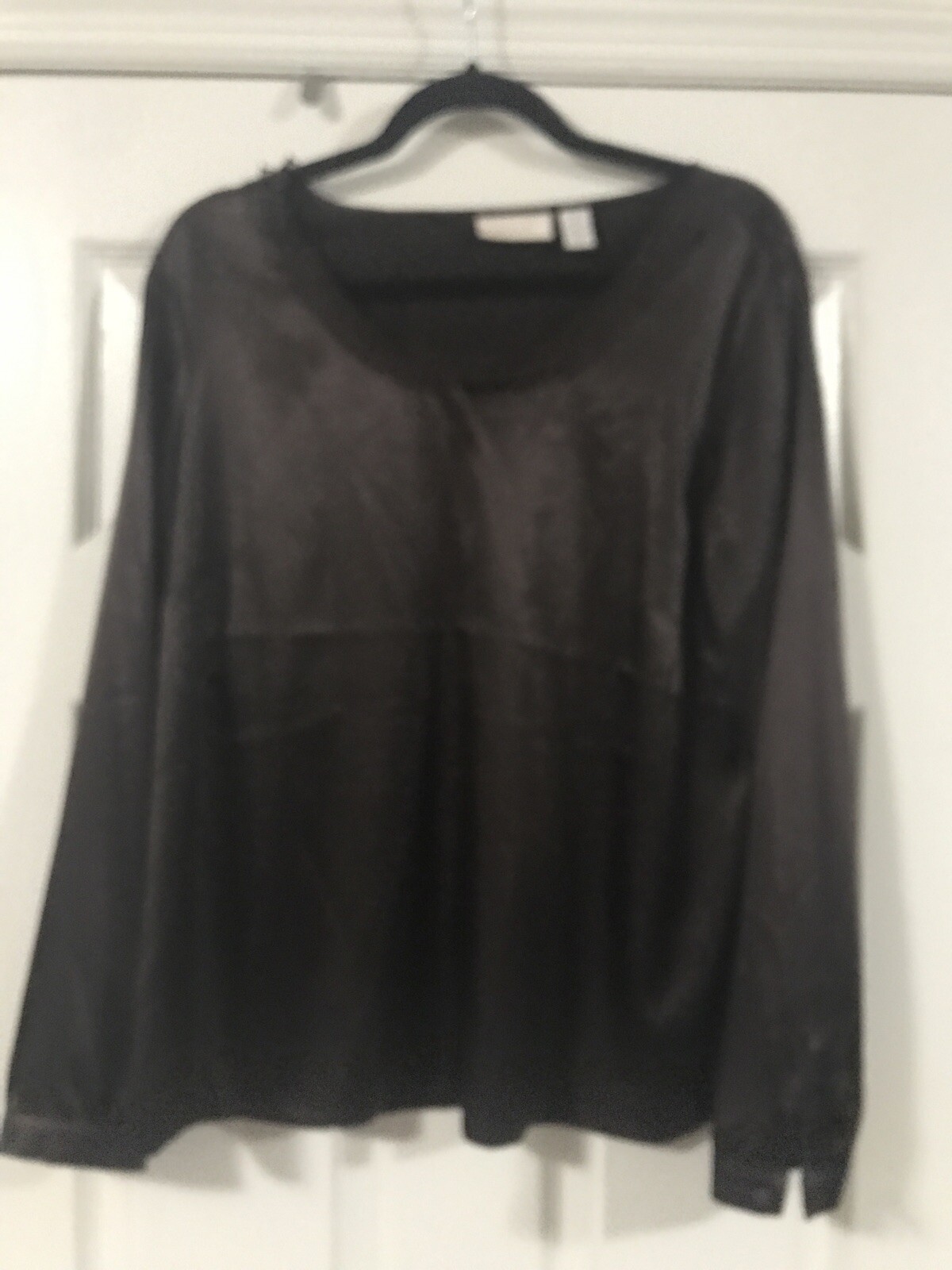 Chico’s Women’s Long Sleeve Brown Silky- Look Polyester Spandex Top Size 2