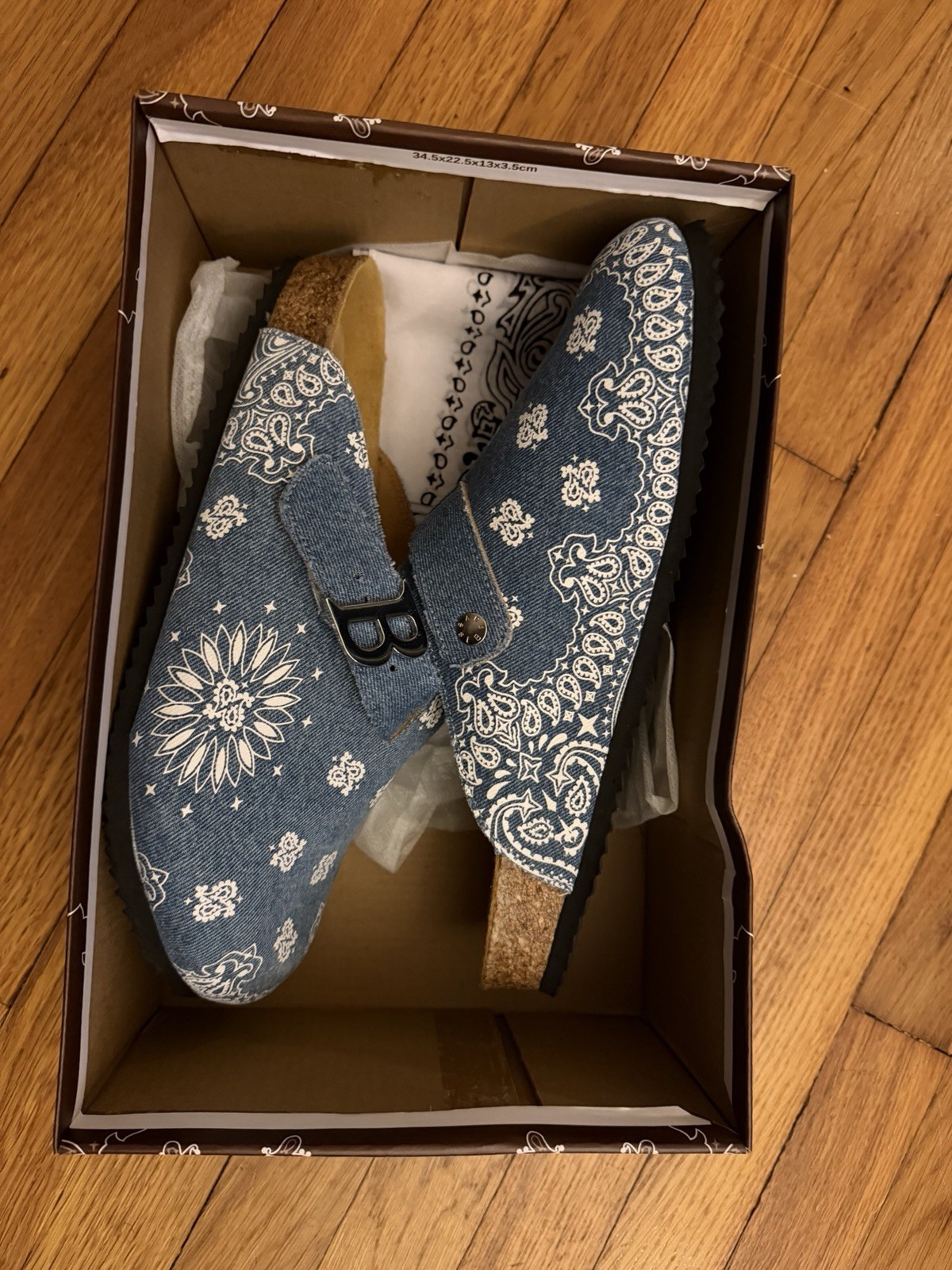 Bravest Studios Blue/White Paisley Bandana Clog Sandals Men 12
