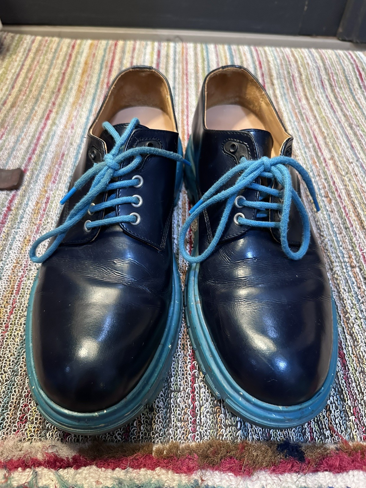 Fluevog EXCELLENT Official Tuesday Classic everyday blue/turquoise derby -12
