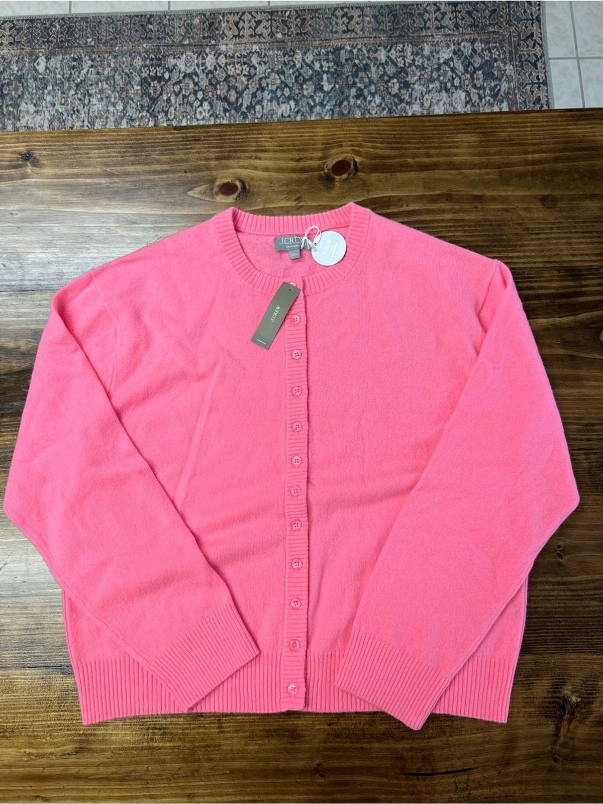 J. Crew Perfect Cashmere Cardigan in Neon Vivid Coral Size XL NWT