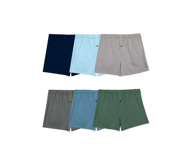 6 Pack Fruit of the Loom Men’s Assorted Knit Boxers Soft Knit Fabric Sizes S-3XL