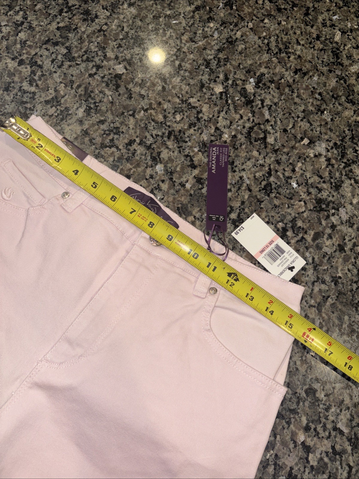Gloria Vanderbilt Womens Pink Amanda Stretch Denim Pants Sz 10 New With Tags