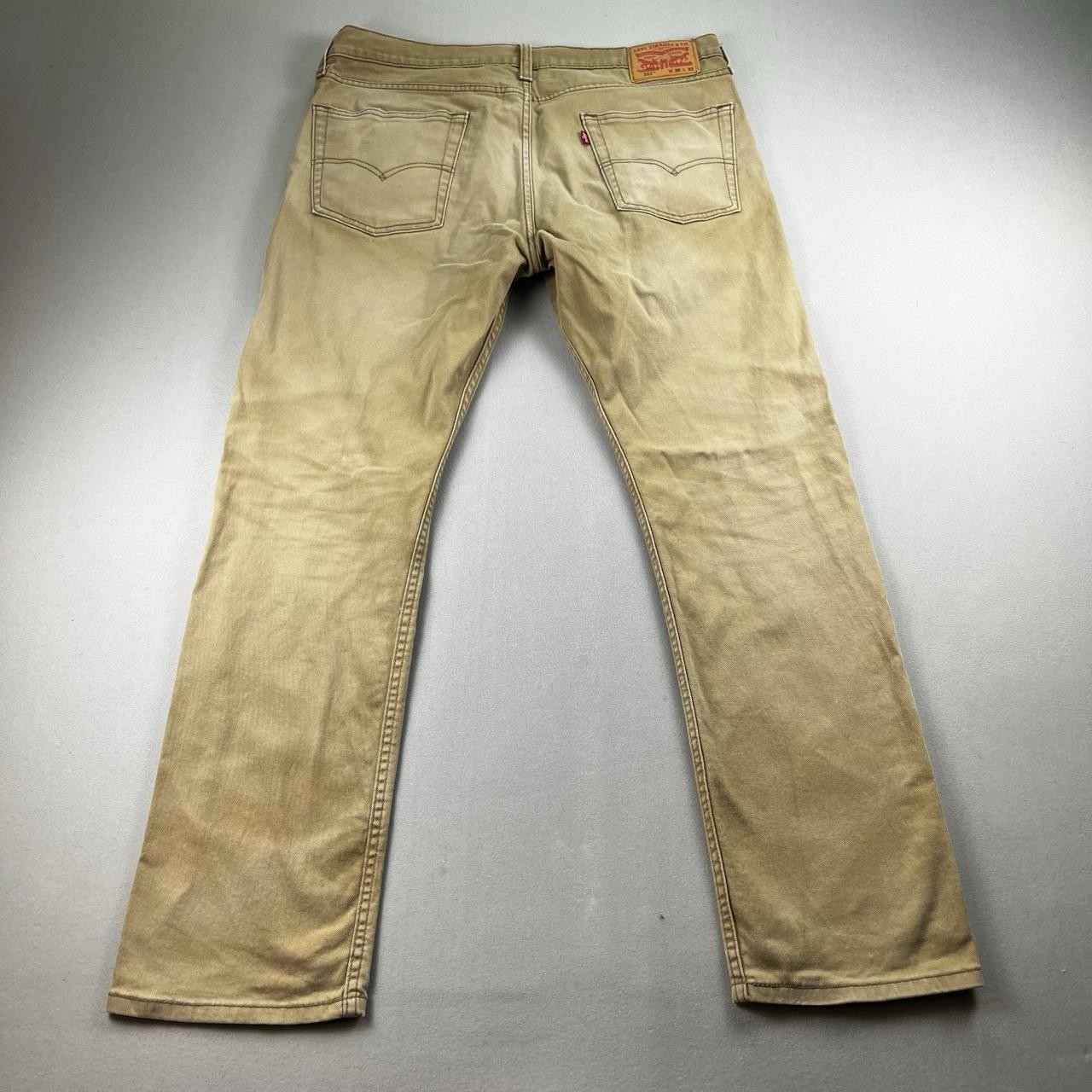 Levis 513 Jeans Mens 36×32 Tan Khaki Denim Slim Straight Fit Red Tab Stretch