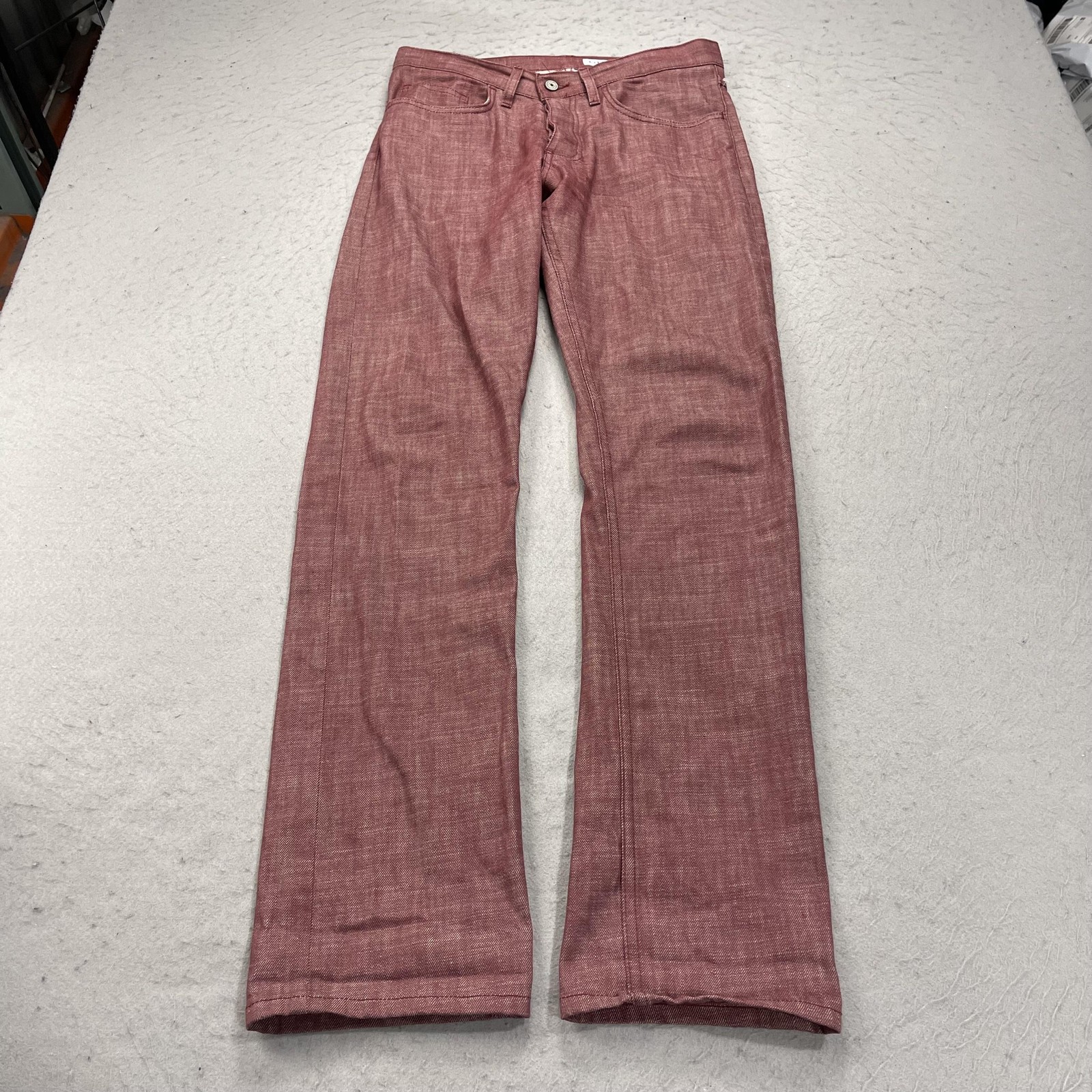 Gustin Jeans Mens 32×34 Red Straight Regular Fit Button Fly Denim Made USA
