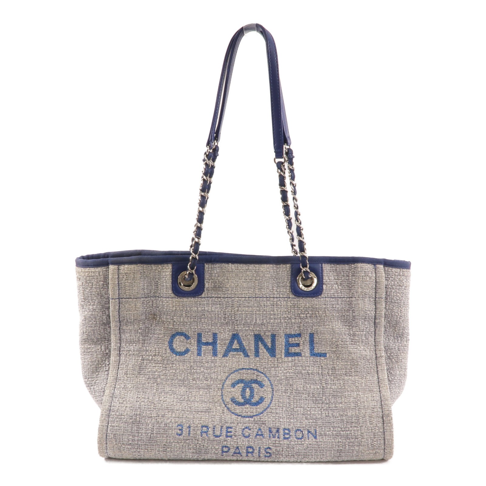 CHANEL CC SHW Deauville Tote Bag Canvas Blue