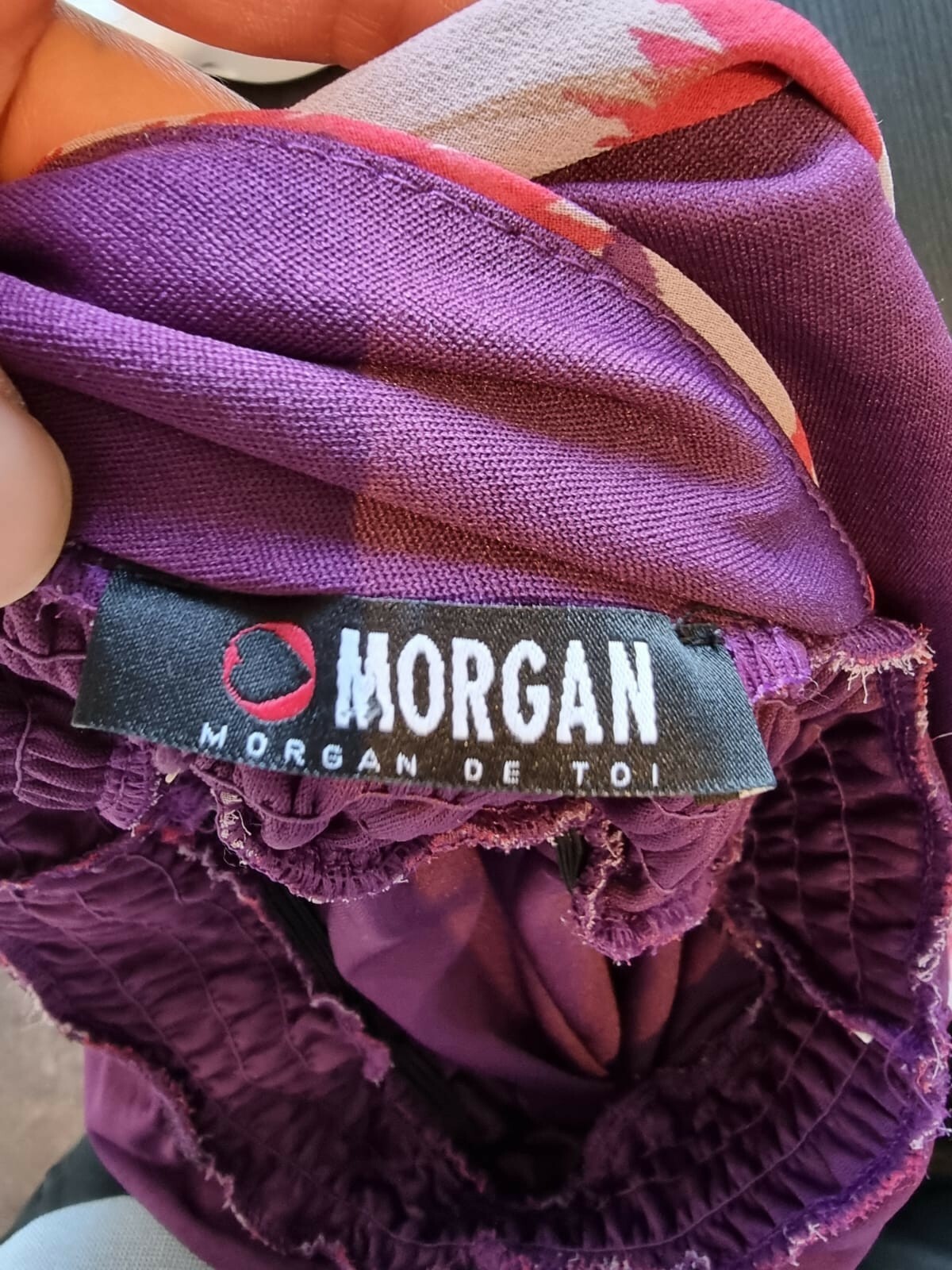Morgan De Toi Pink Purple Pattern Chiffon Dress Y2K 90s Elastic Waist Party UK 8