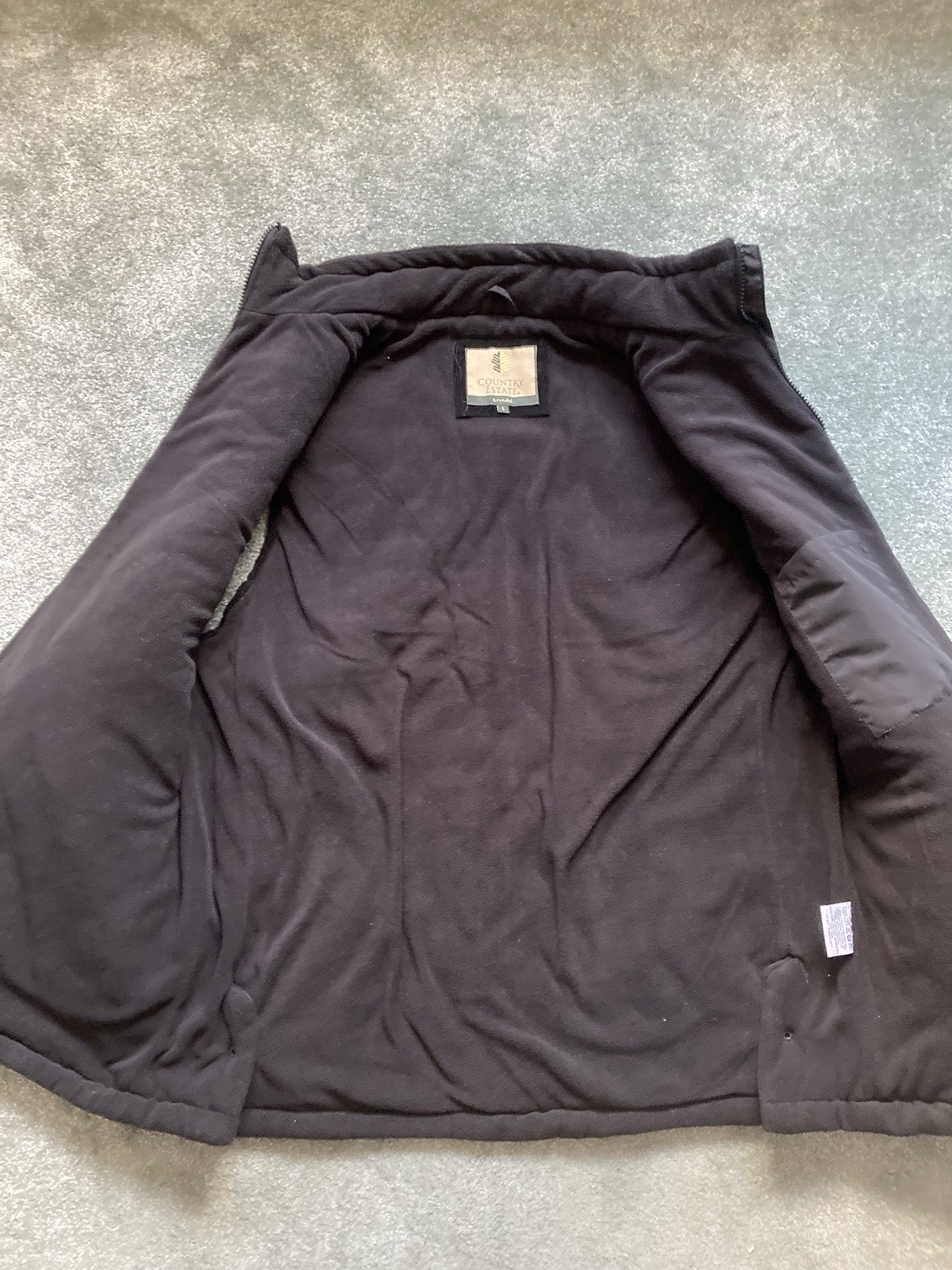 Country Estate Mens Large Size Black Full Zip Puffer Bodywarmer with Logos NEW