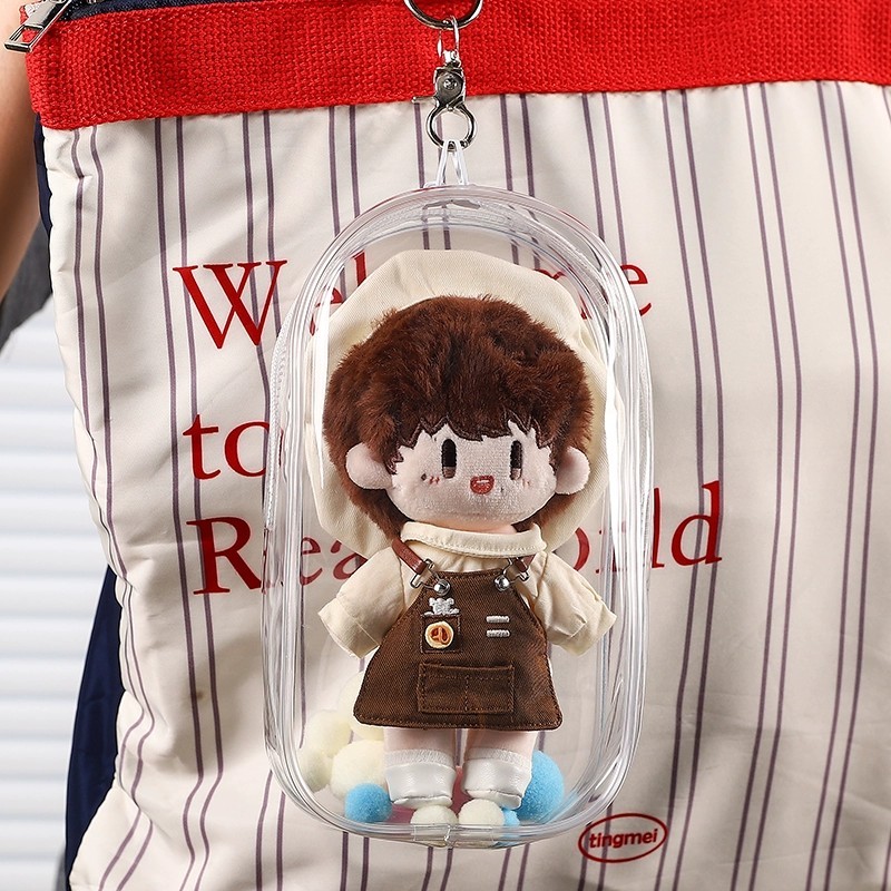 Suitable for 19cm plush toys Transparent Protective Display Pouch Keychain Hot！