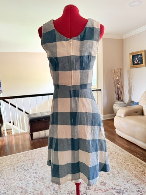 Mata Traders Blue White Buffalo Check Dress Cotton A-Line Swing Sz S Americana