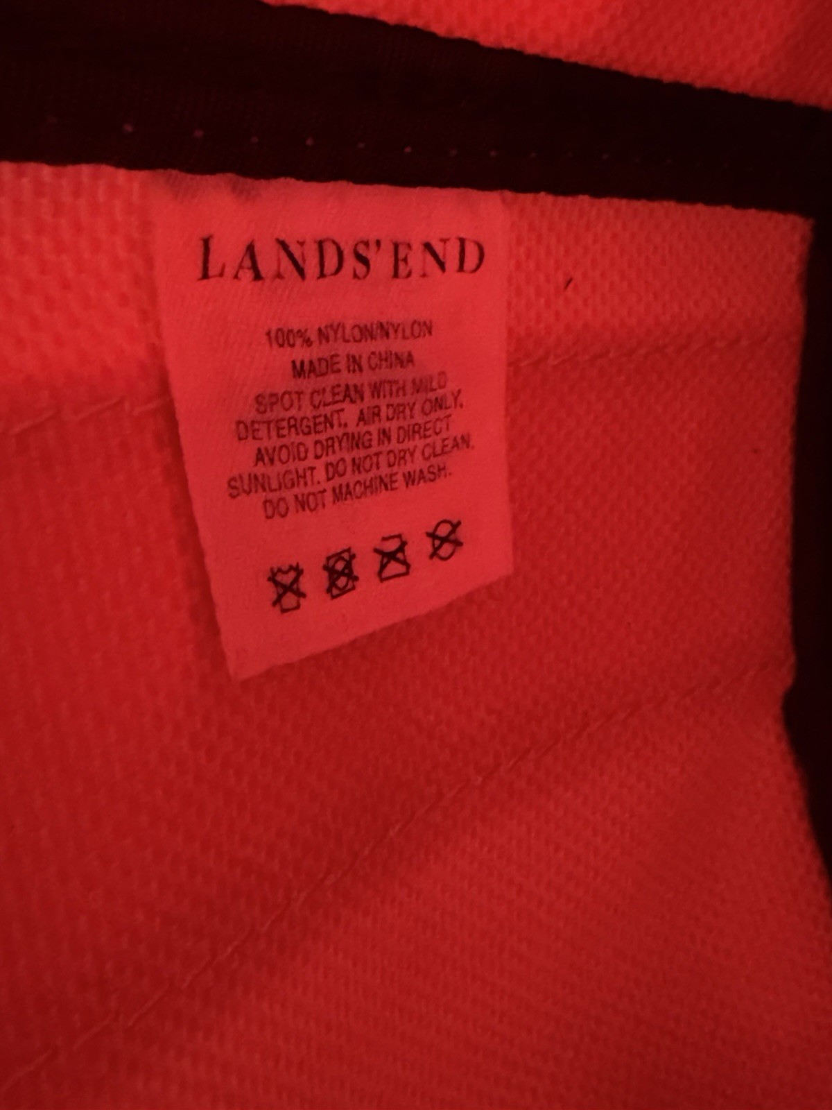 Pink Lands End Canvas Nylon Tote Bag Monogram 13in TMM Perfect Pockets White