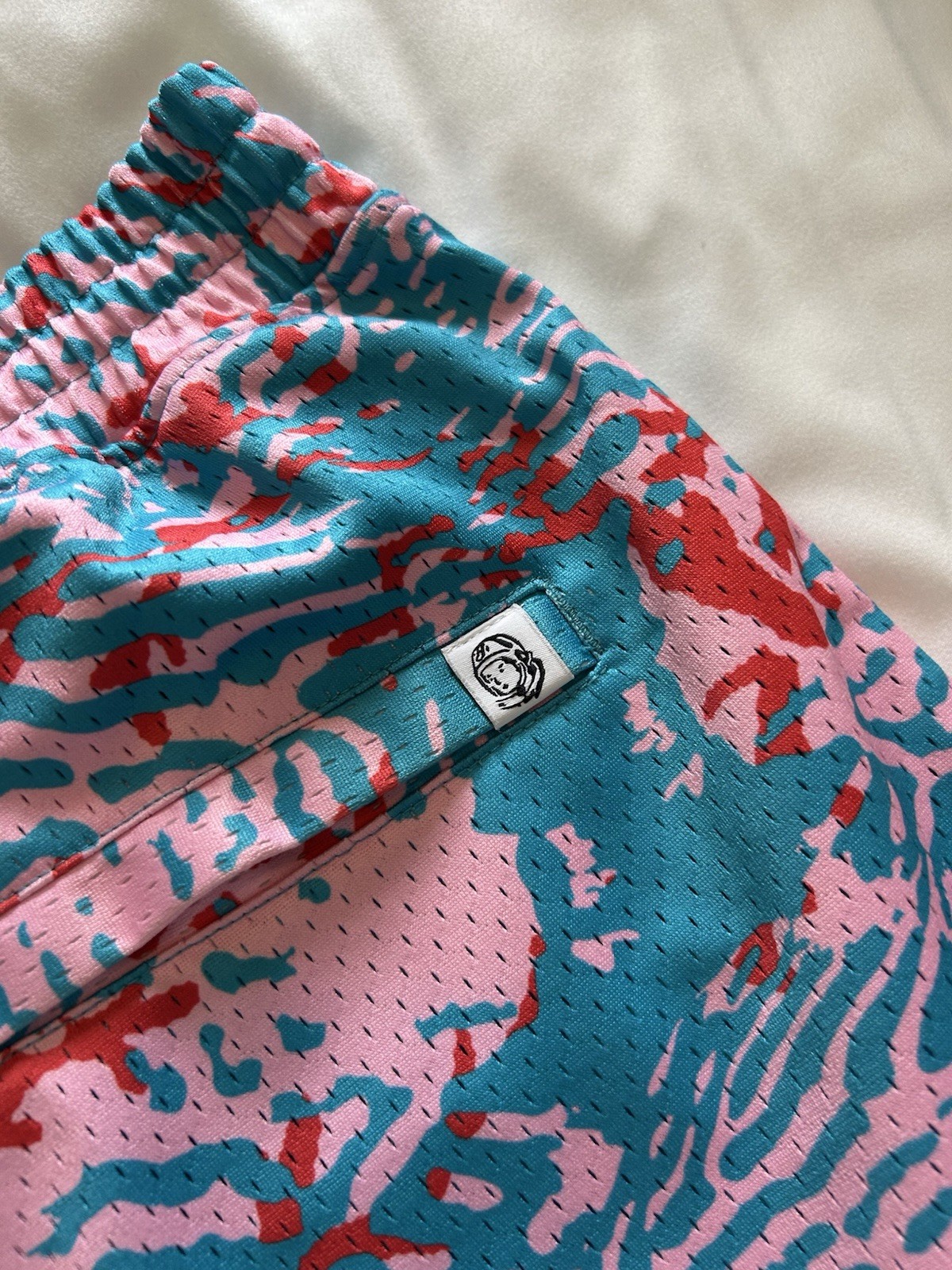 Billionaire Boys Club Men’s Sweat Shorts Abstract Teal Pink Red, Pockets