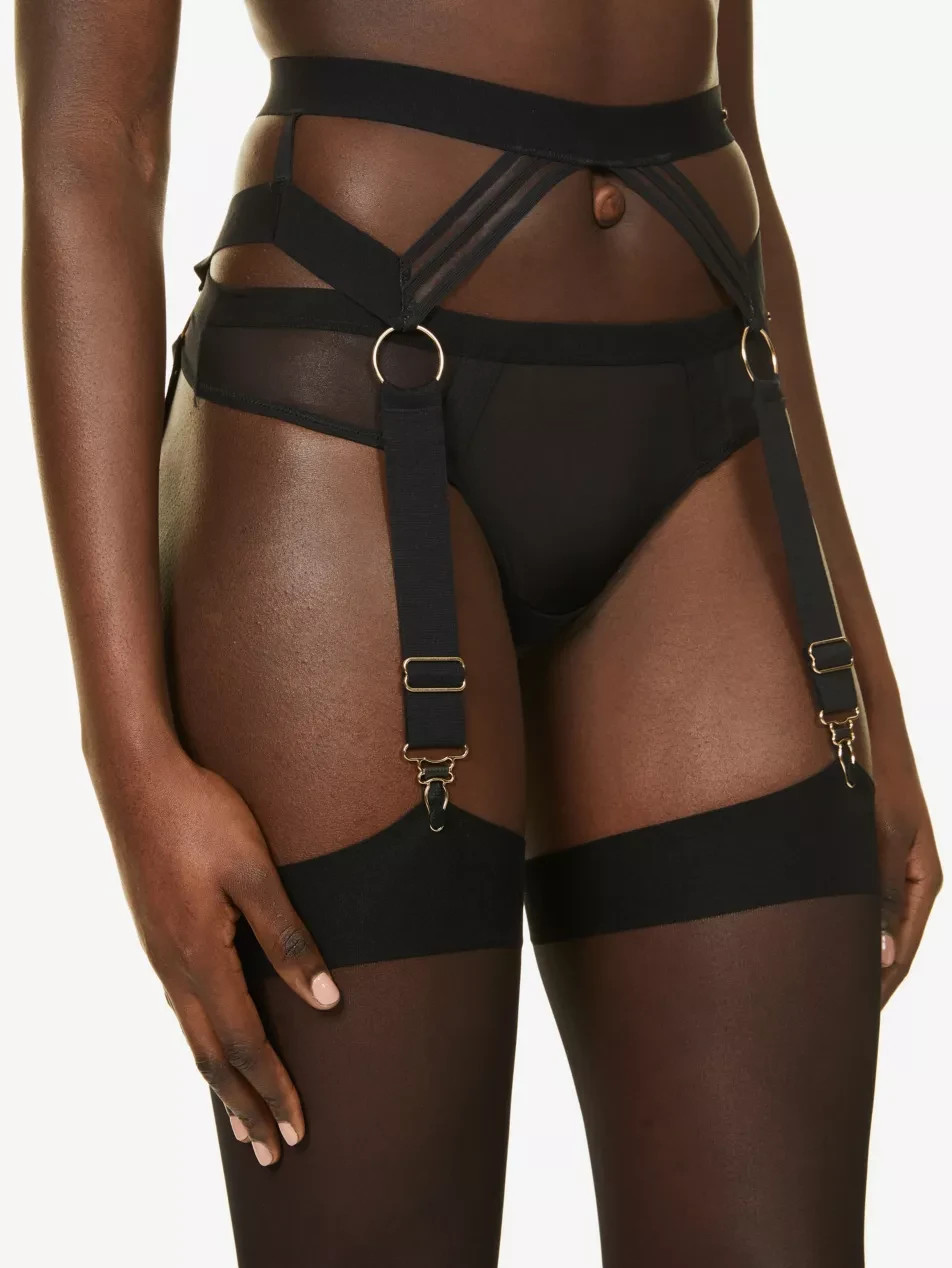 Bluebella L109317 Black Sutton Elasticated Stretch Suspender Belt Size US 4/XS