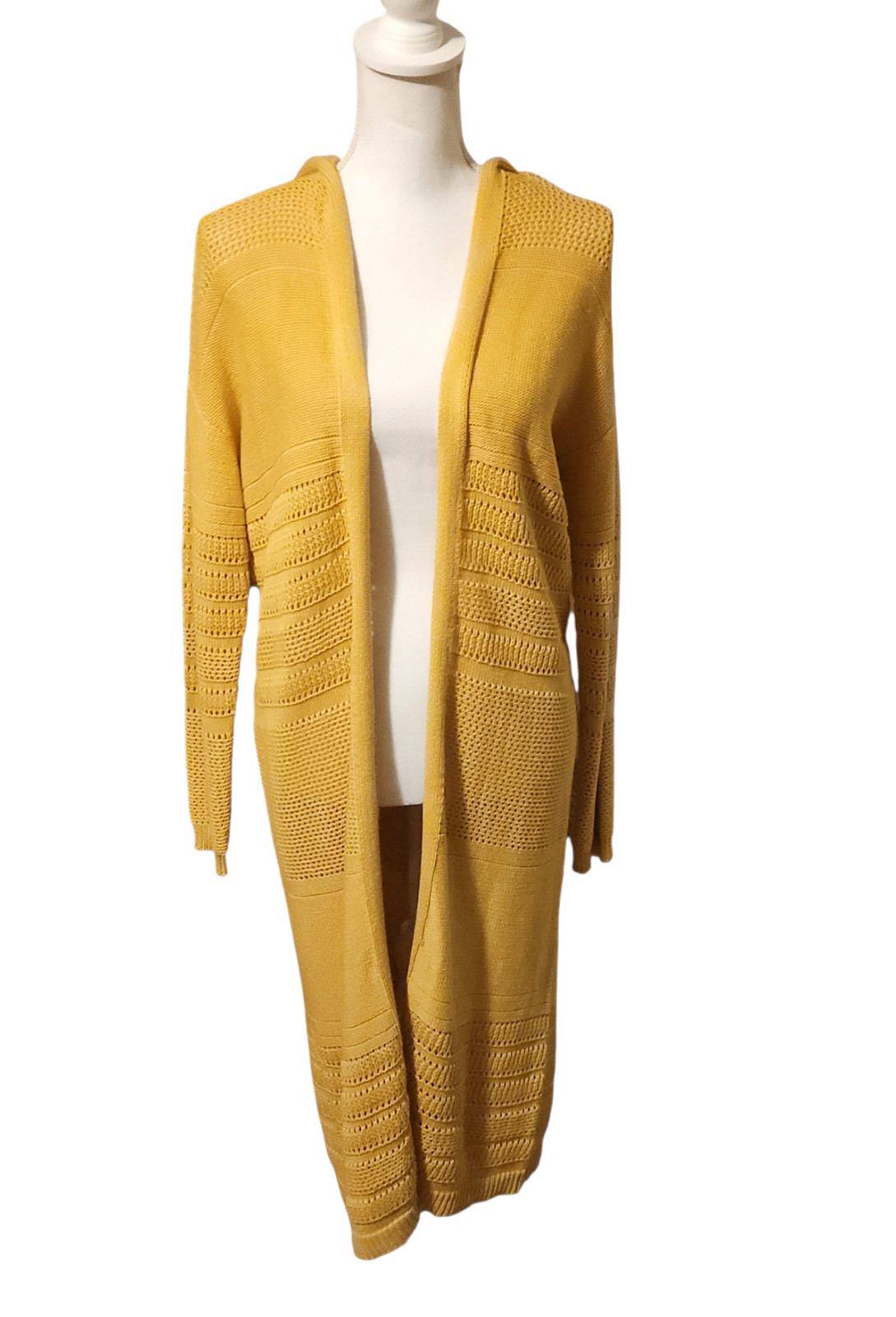 Marled Reunited Clothing Hooded Duster Sweater Sahara Sun Yellow Size Small