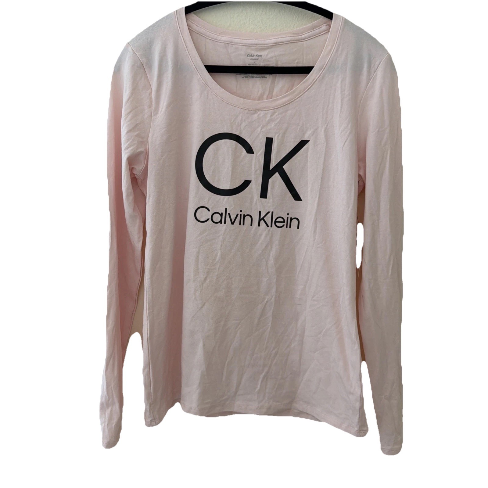 NWT Calvin Klein Women’s Sleepwear Long Sleeve Shirt Pink CK Logo Top Size M