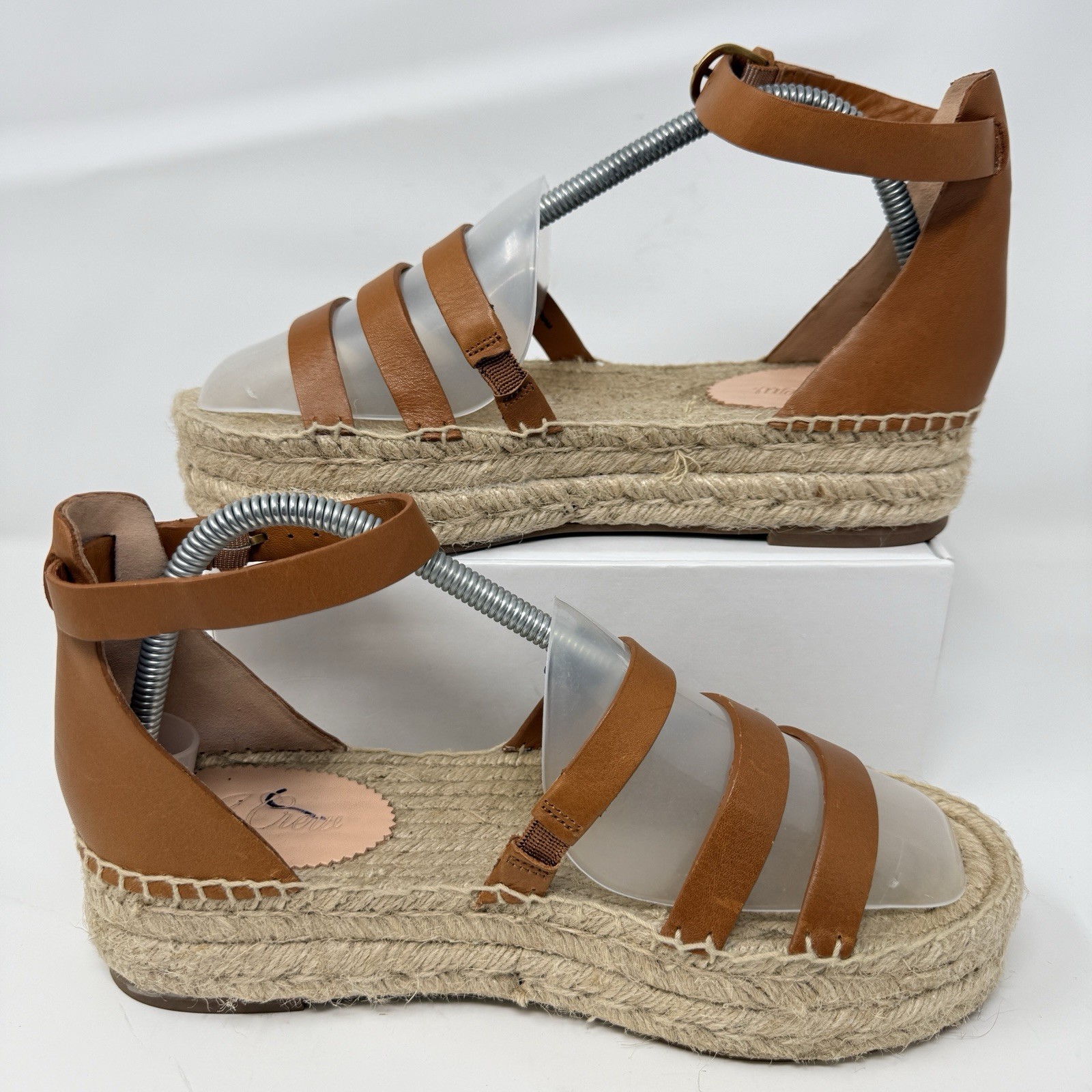 J Crew Grace Gladiator Espadrille Sandals Leather Platform Brown Womens 9