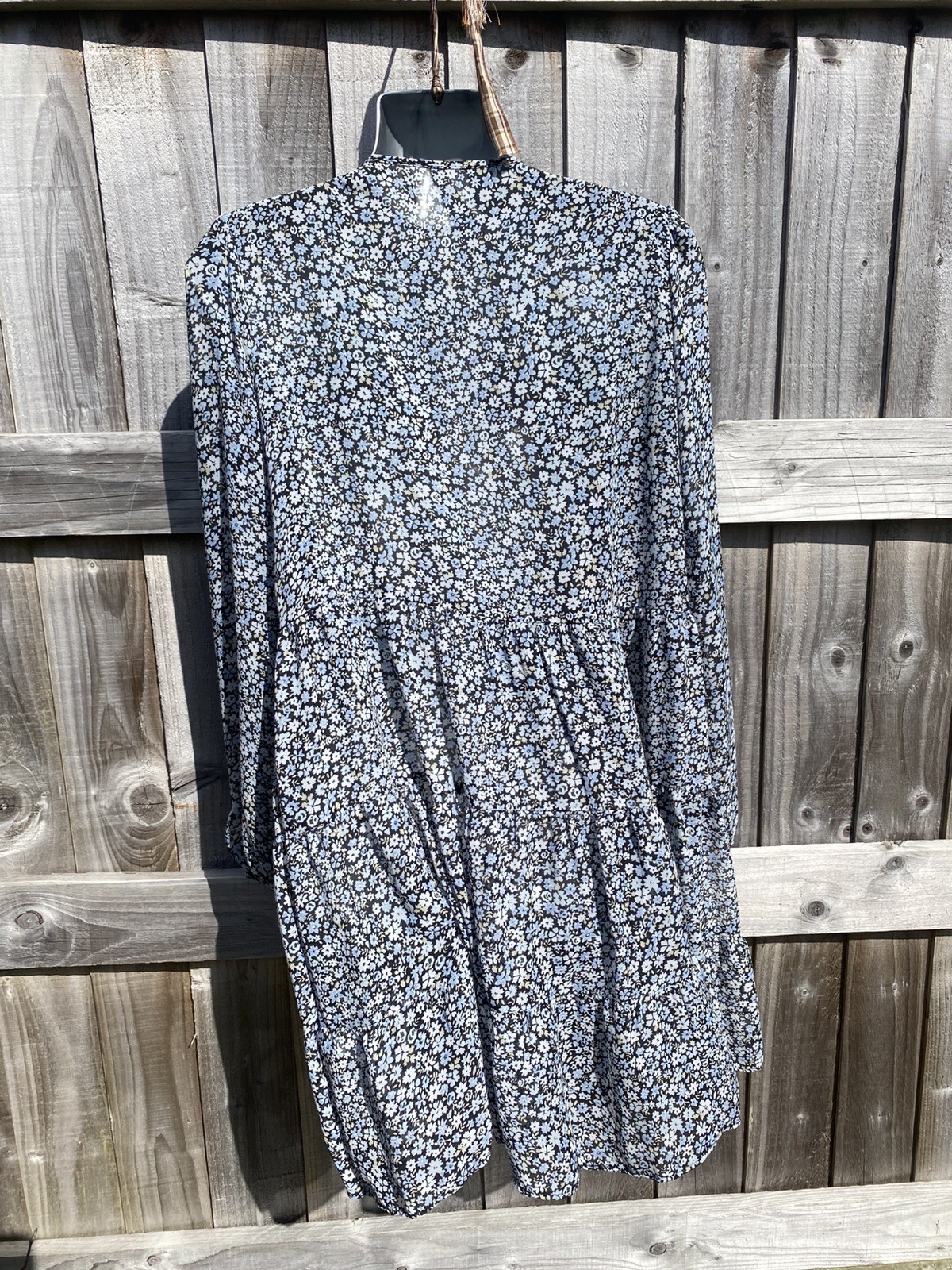 Oversized 8 Pretty Chiffon Type Blue Floral Mix A Line Button Up Tiered Dress🥰