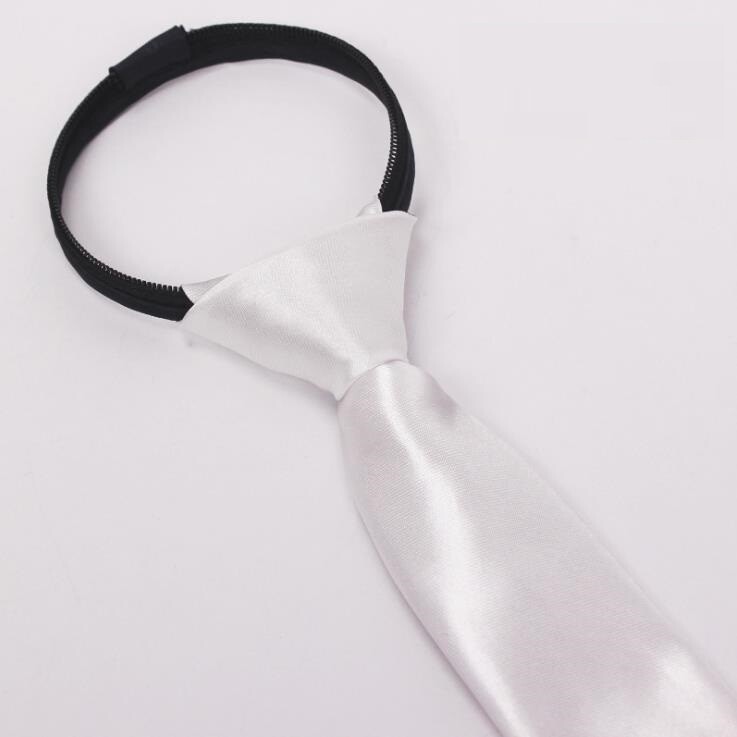 Men’s Solid Color Ready Knot Pre Tied Formal Zipper Tie Neck Wear