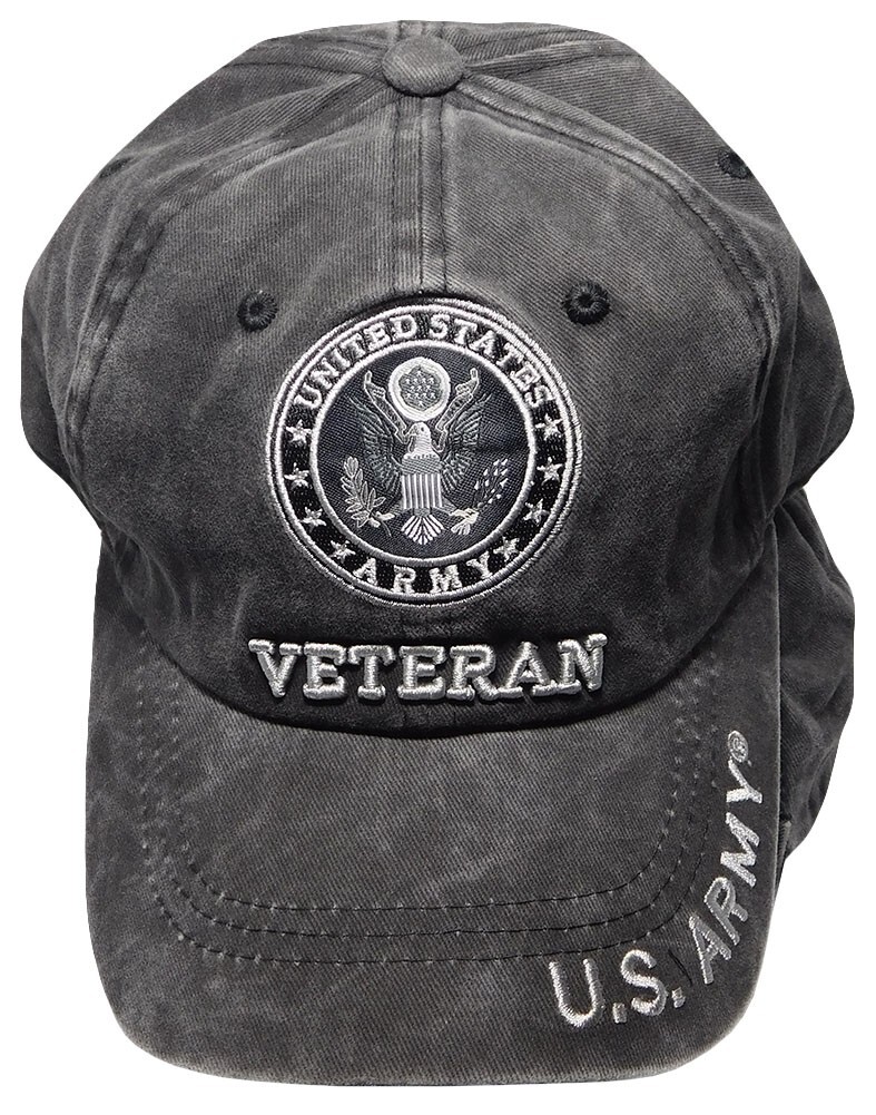New Arrivals Official US Army Licensed Cap Army Emblem Veteran Subdue Cap Black