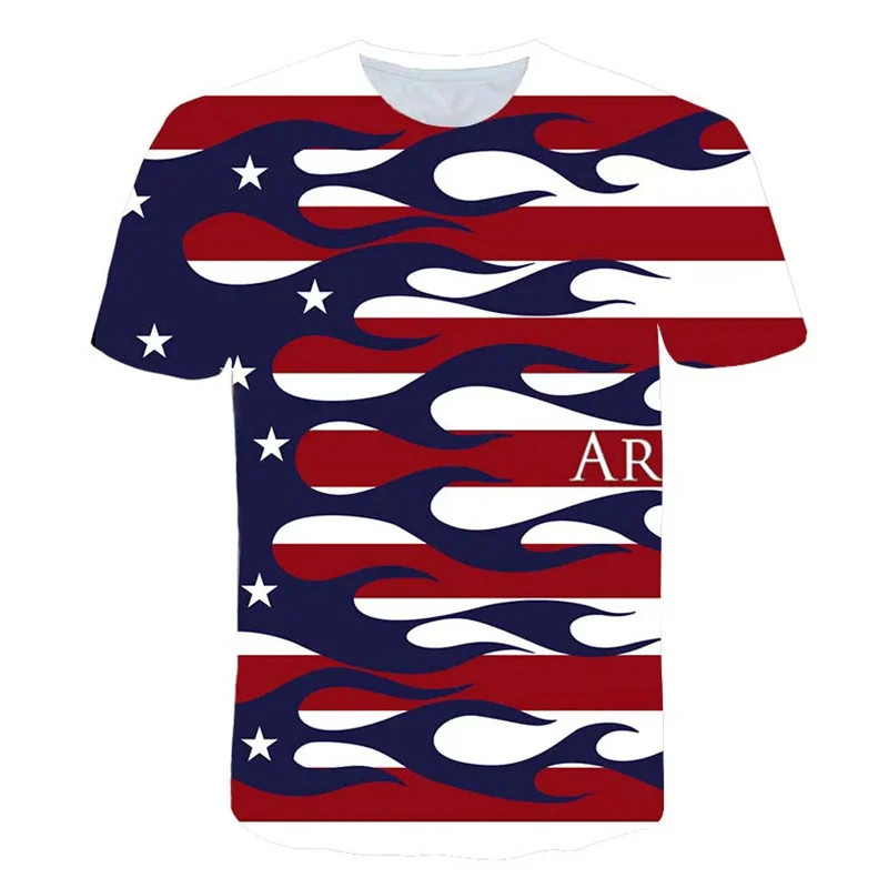 New USA Flag T-Shirt Men Women Stripes and Stars Pattern 3D Printed T Shirts Ea