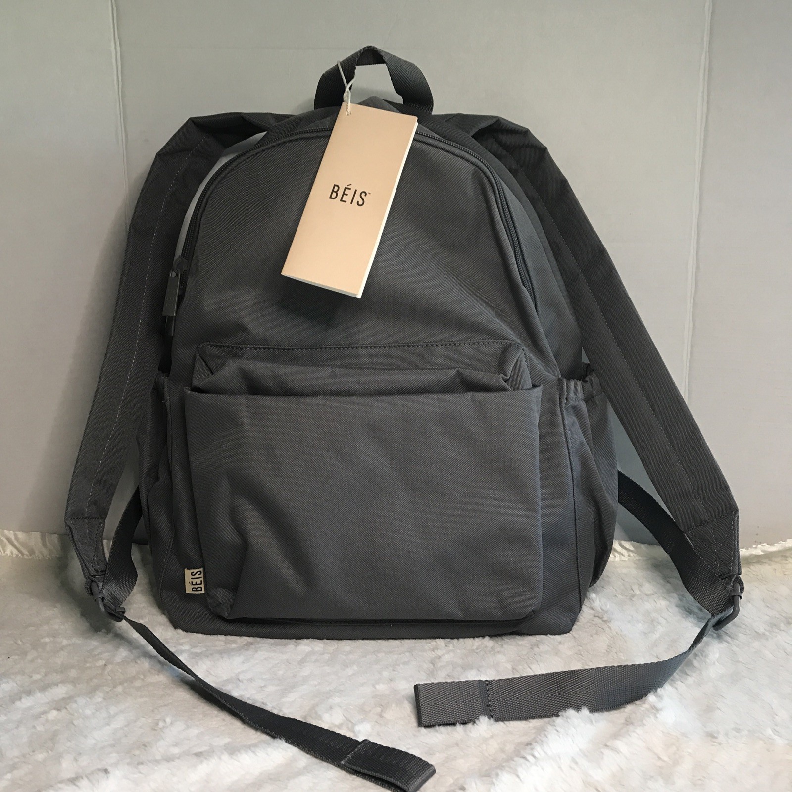 BEIS The BEISics GRAY Backpack Laptop & Trolley Friendly Minimalist NWT