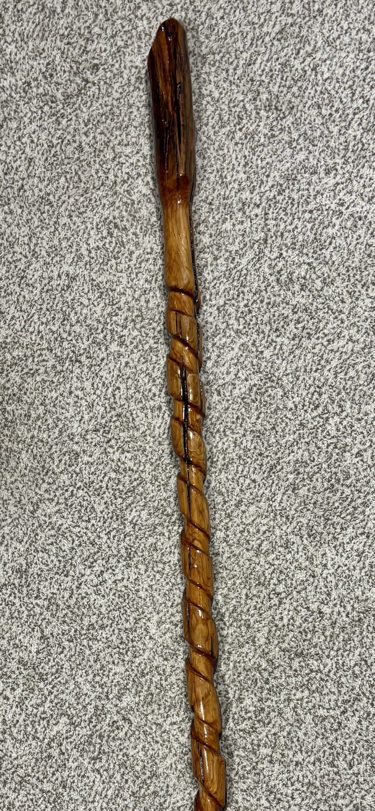 59” Hiking Staff Walking Stick W/stand Hand Carved Juniper From Gulf Coast River