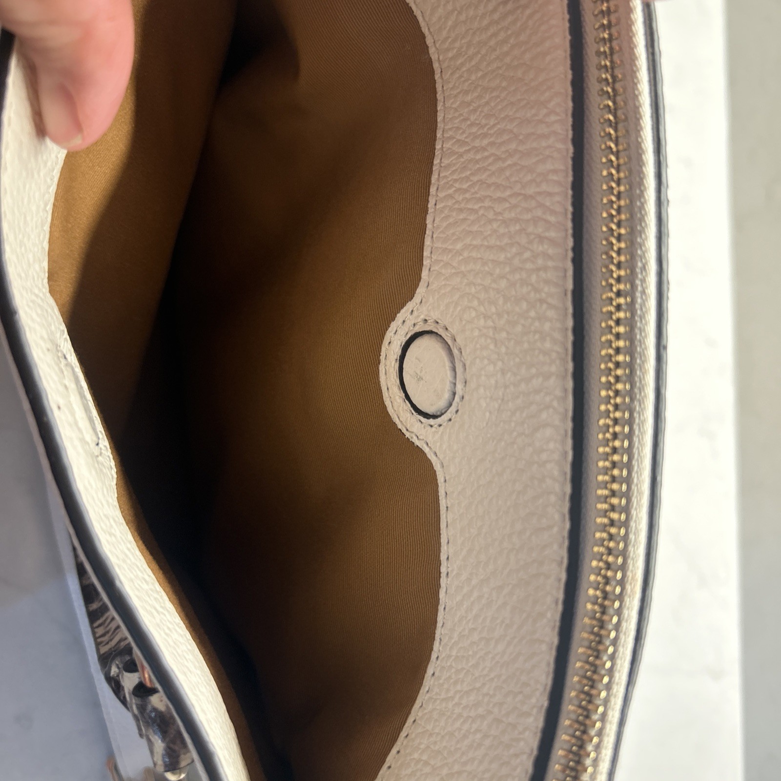 COACH Chalk Pebble Leather MIA Satchel W/ Exotic Trim #76642 EUC