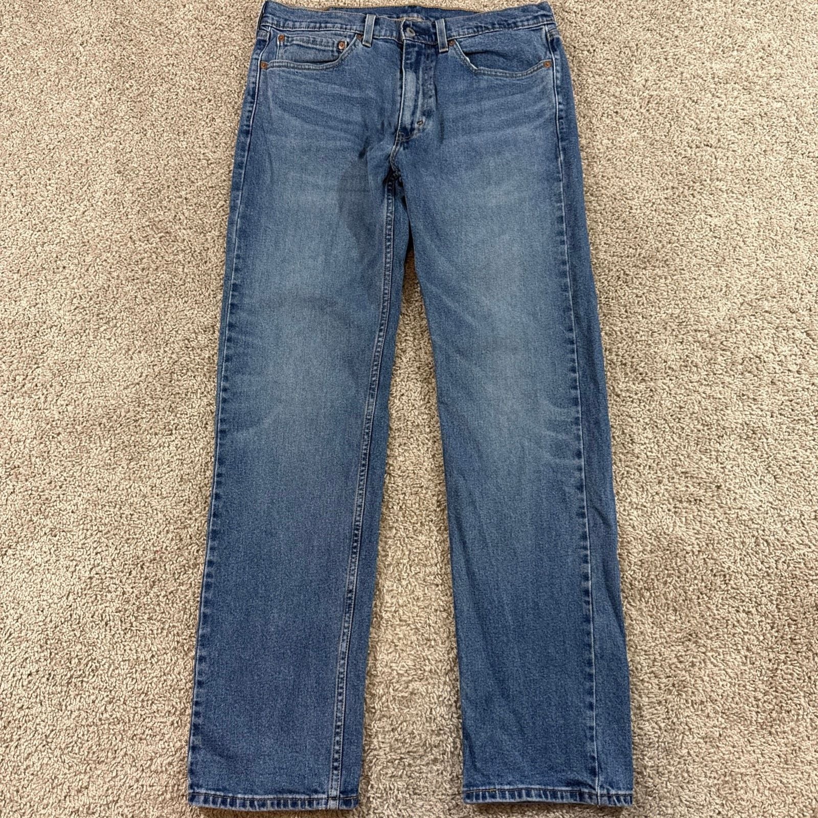 Levis 505 Jeans Mens 34×34 Blue Regular Fit Straight Leg Stretch Denim EUC