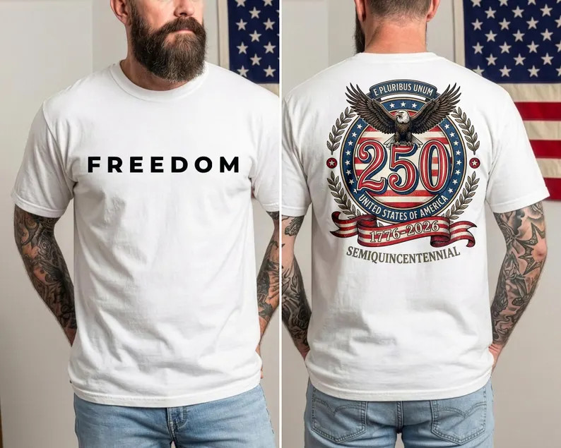 Freedom 250th Anniversary Patriotic USA Eagle Flag Comfort Colors Tee S-5XL