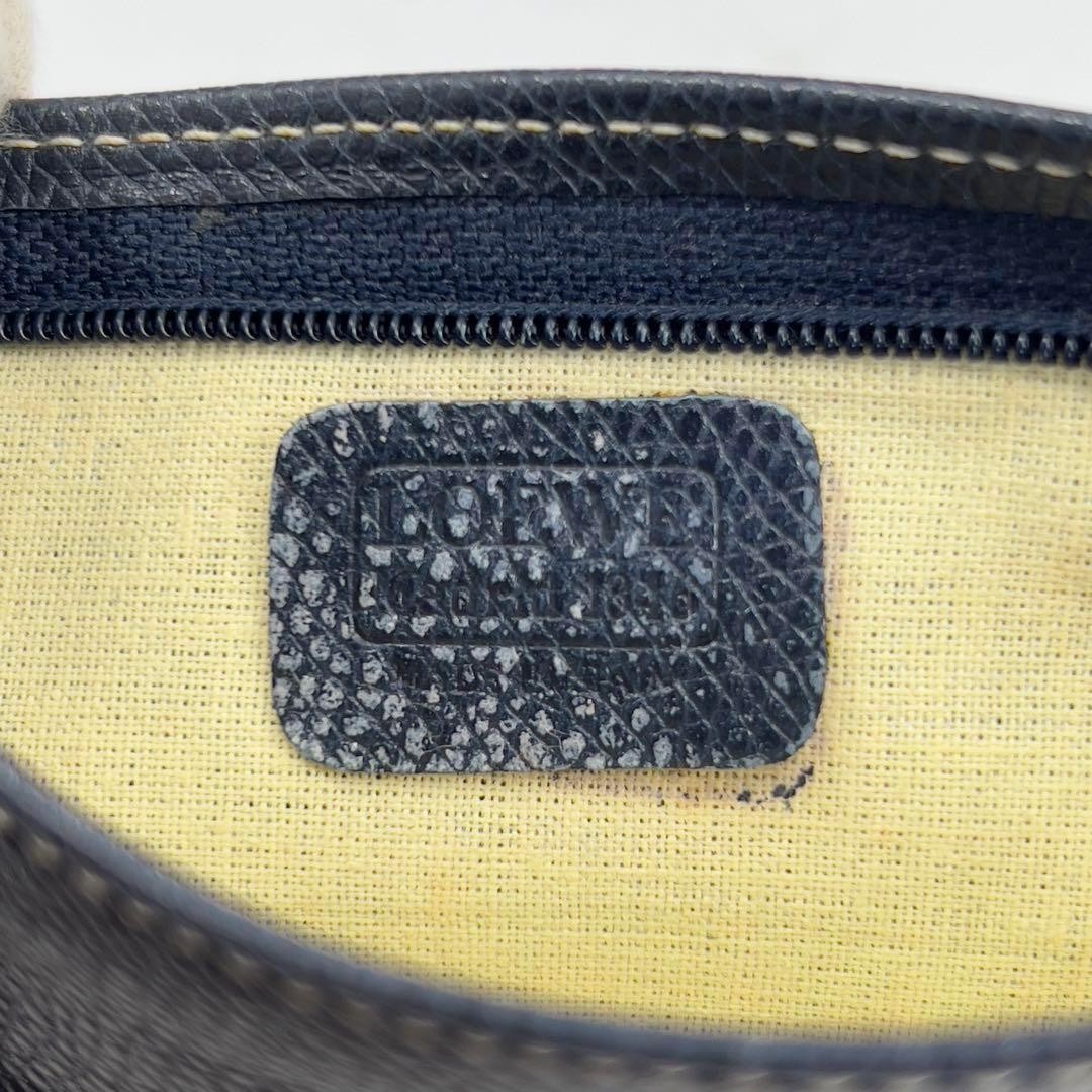 LOEWE Vintage Leather Pouch Women Pre-Owned Anagram Logo Navy