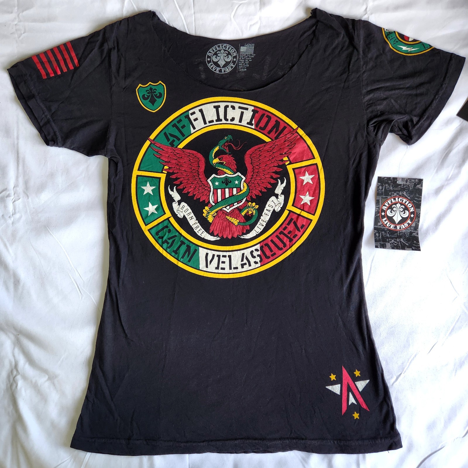 Affliction Cain Velasquez Live Fast Mexico Biker MMA Black M, L Graphic T-Shirt