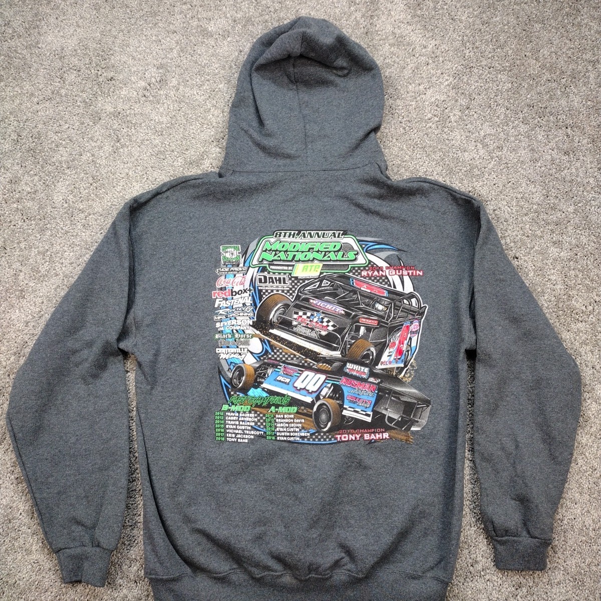 Modified Nationals Speedway Dirt Track Racing Dbl Sided Graphic Hoodie XL Bahr