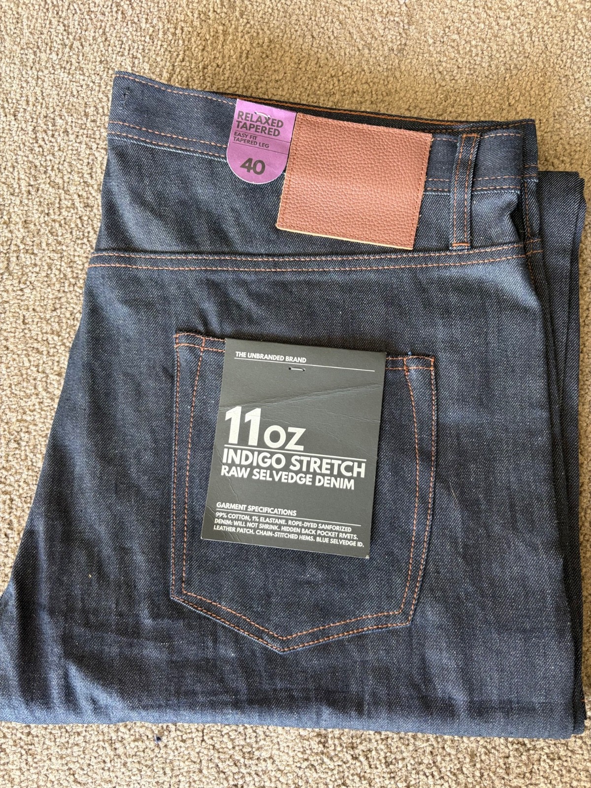 Unbranded Brand UB622 11oz Indigo Stretch Raw Selvedge Denim Jeans sz40