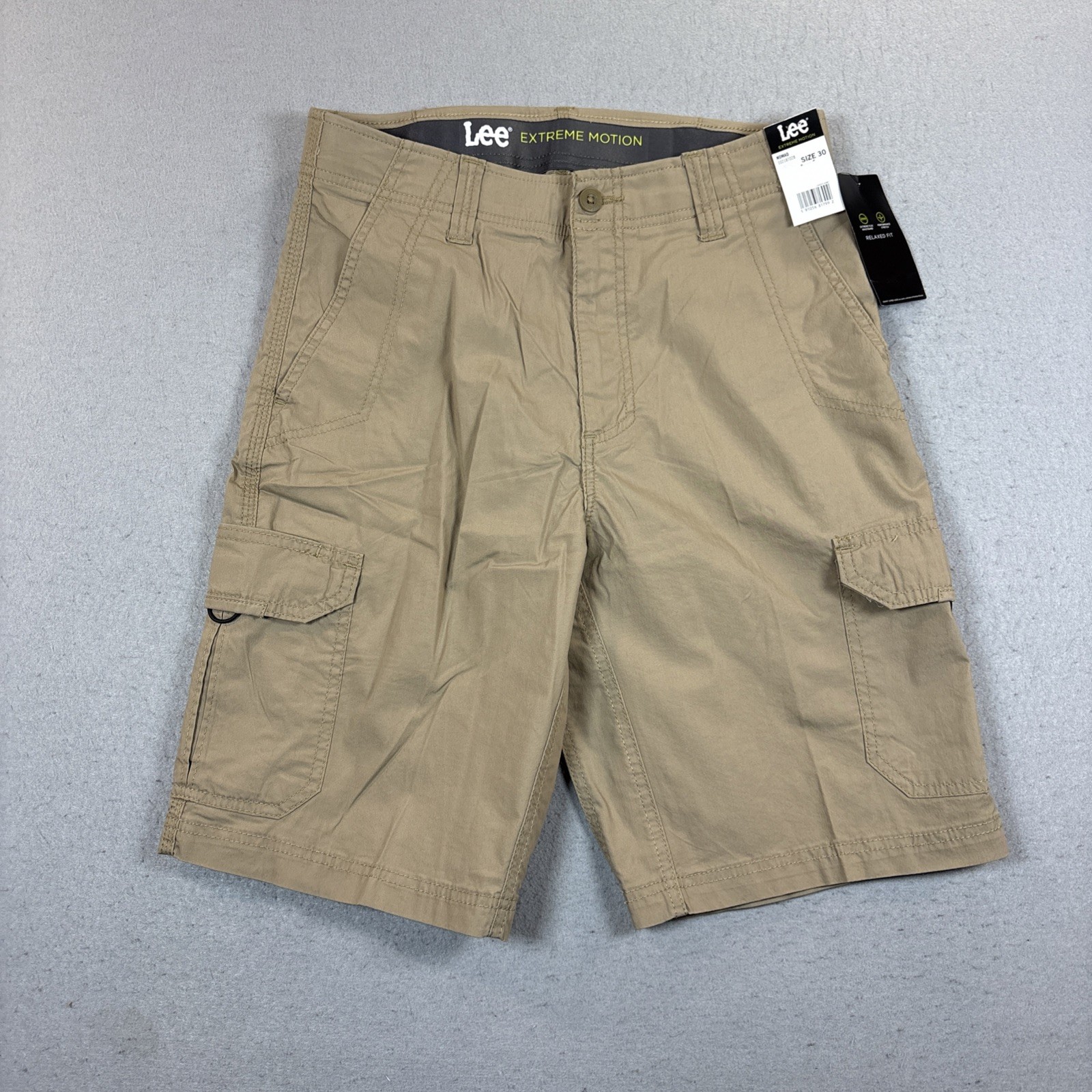 Lee Extreme Motion Shorts Mens 30 Khaki Straight Fit Performance 104183520 NWT