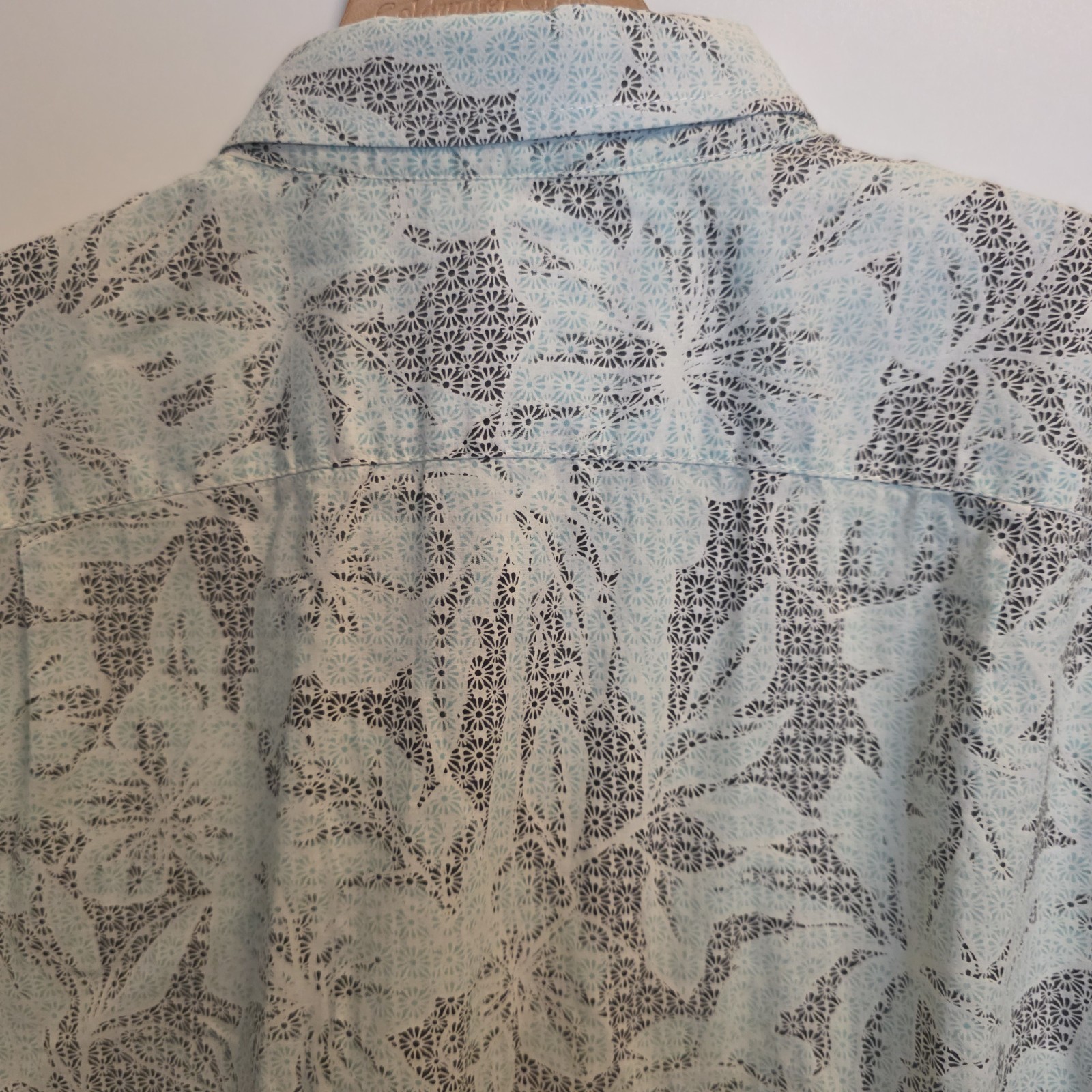 Tori Richard Hawaiian Shirt Tropical Floral Cruise Blue Cotton Lawn Mens Medium