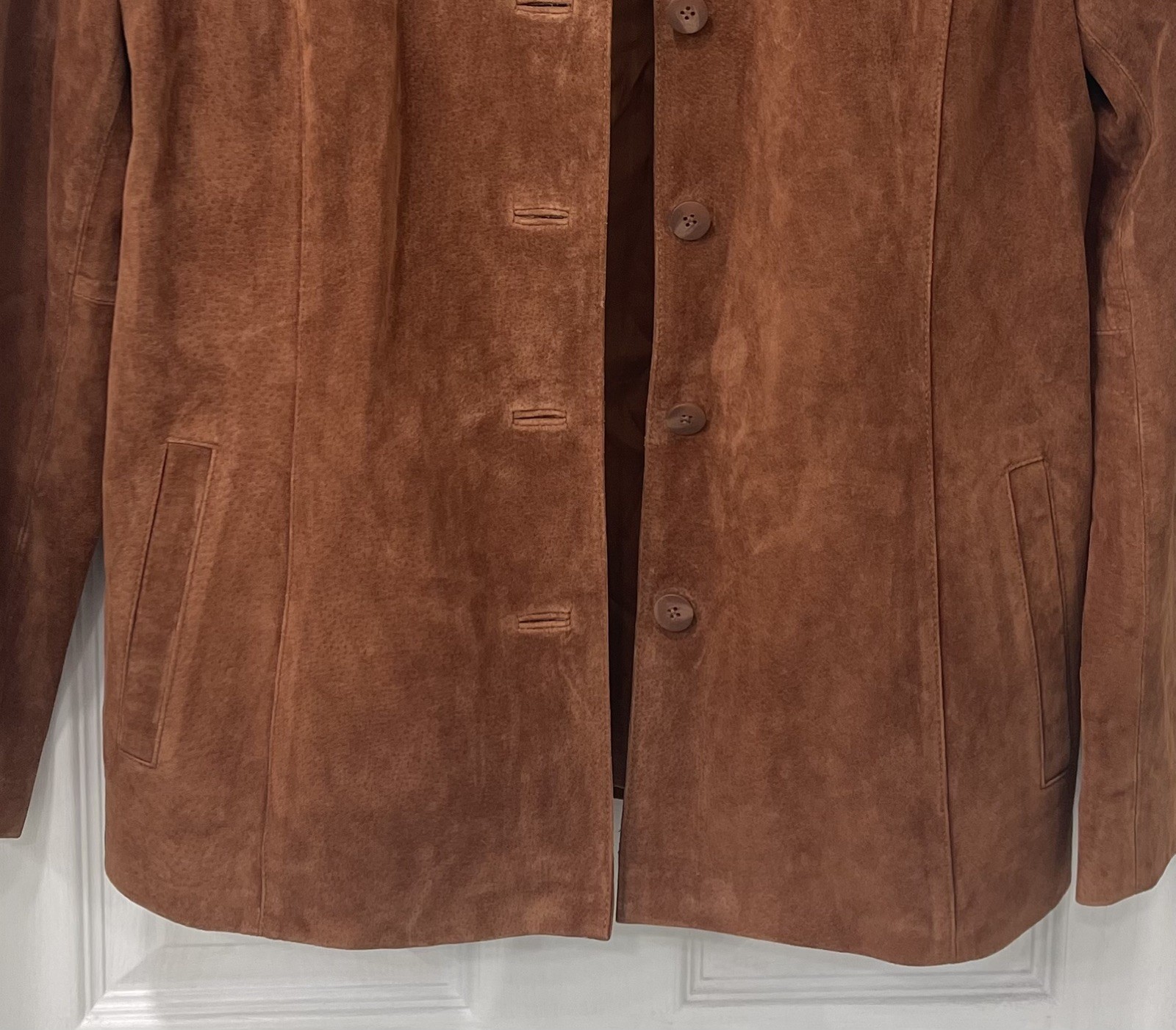 Style & Co. Collection brown 100% leather suede jacket with pockets – size L