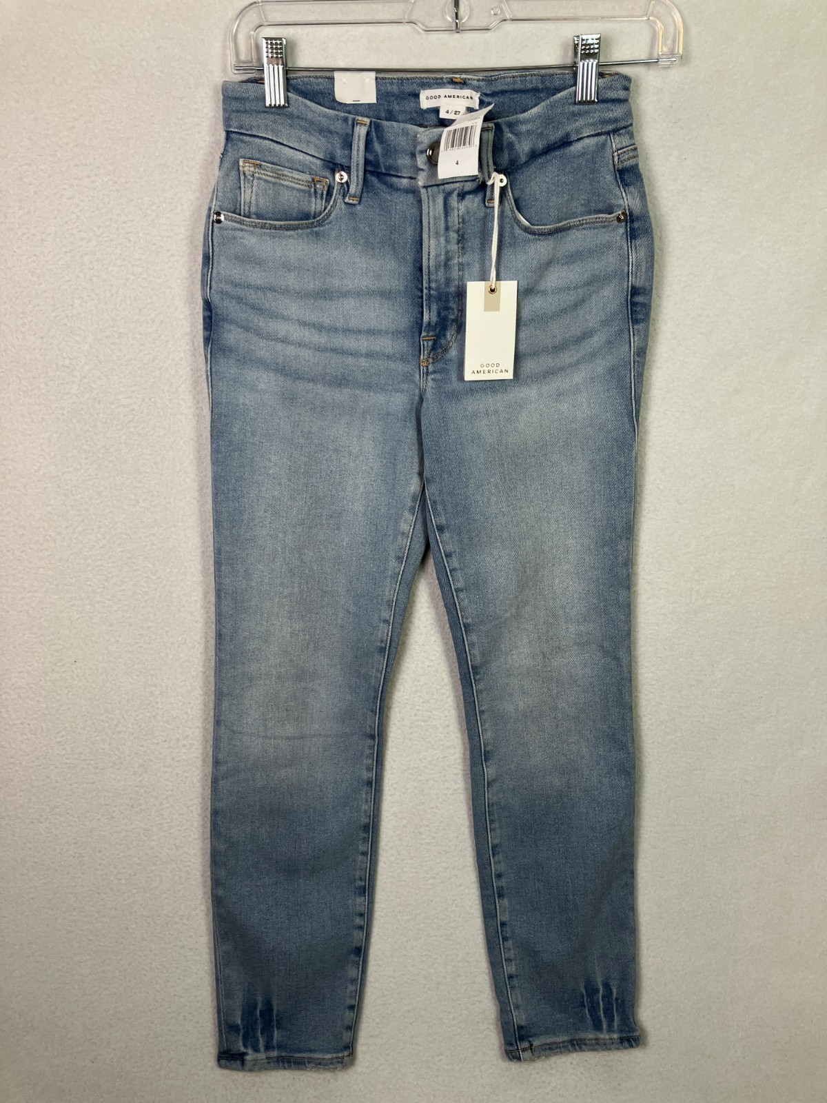 Good American Good Legs Cigarette Straight Leg Jeans Size 4/27 Light Indigo NWT