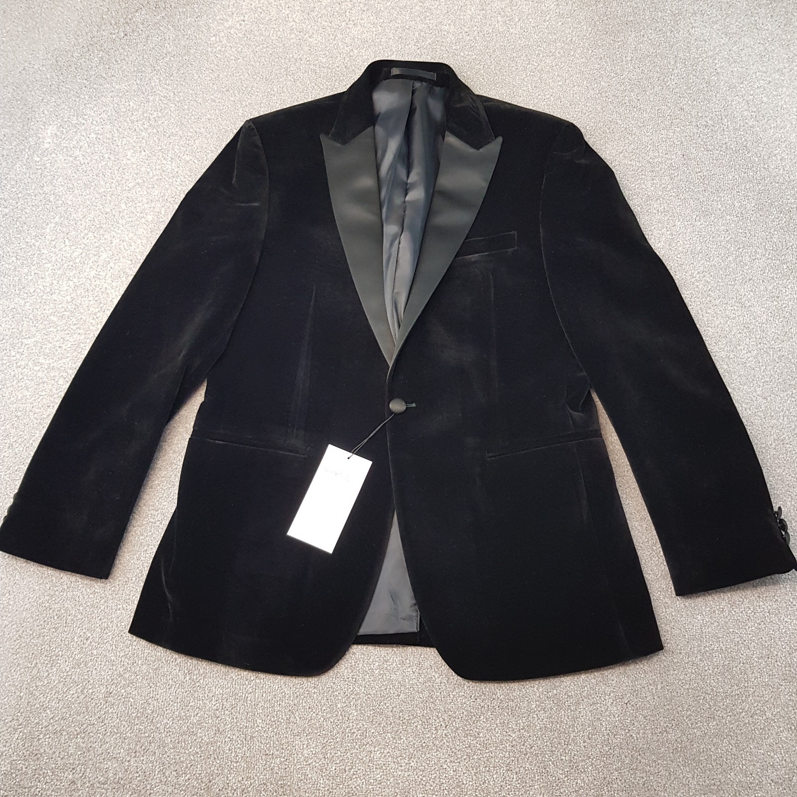 Limehaus Mens Jacket 40R Black Velvet Tuxedo Smoking Blazer Dinner Cigar Peak