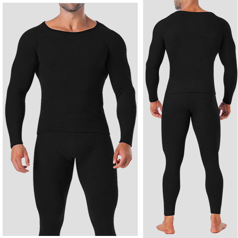 Men Fleece Lined Thermal Underwear Set Warm Soft Fit Long Johns Tops and Pants