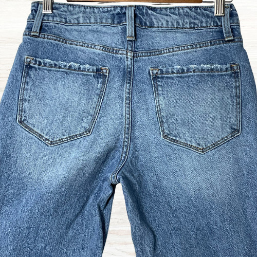 Vervet Womens Frayed Hem Cropped Blue Jeans Size 25 Wide Leg Stretch Denim